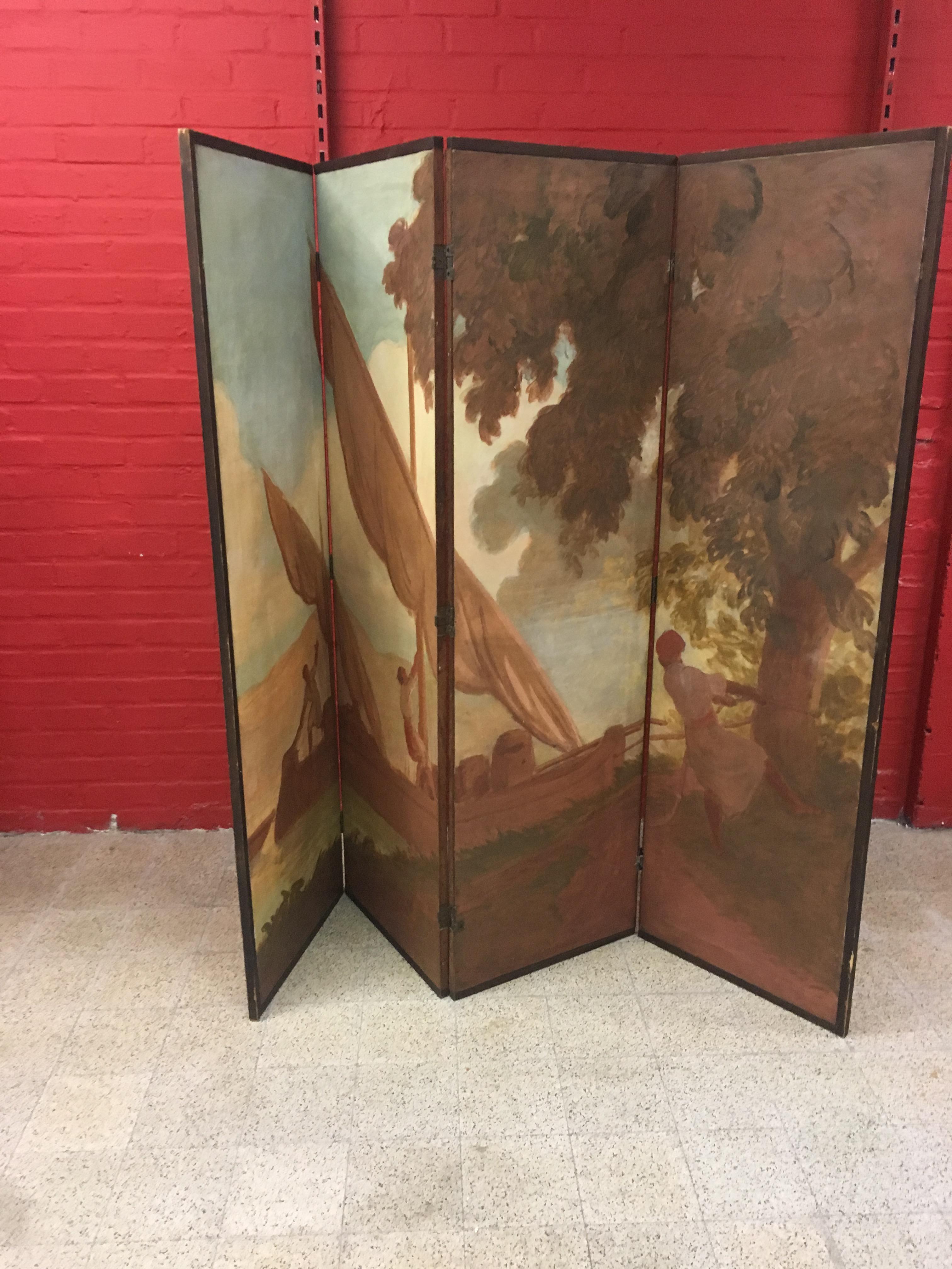 Egyptian Rare Folding Screen Period 1900, Composed of Two Elements, circa 1900 For Sale