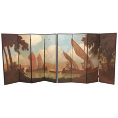 Antique Rare Folding Screen Period 1900, Composed of Two Elements, circa 1900