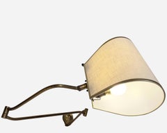 Rare folding wall light in solid brass, France, circa 1950