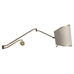 Rare folding wall light in solid brass, France, circa 1950