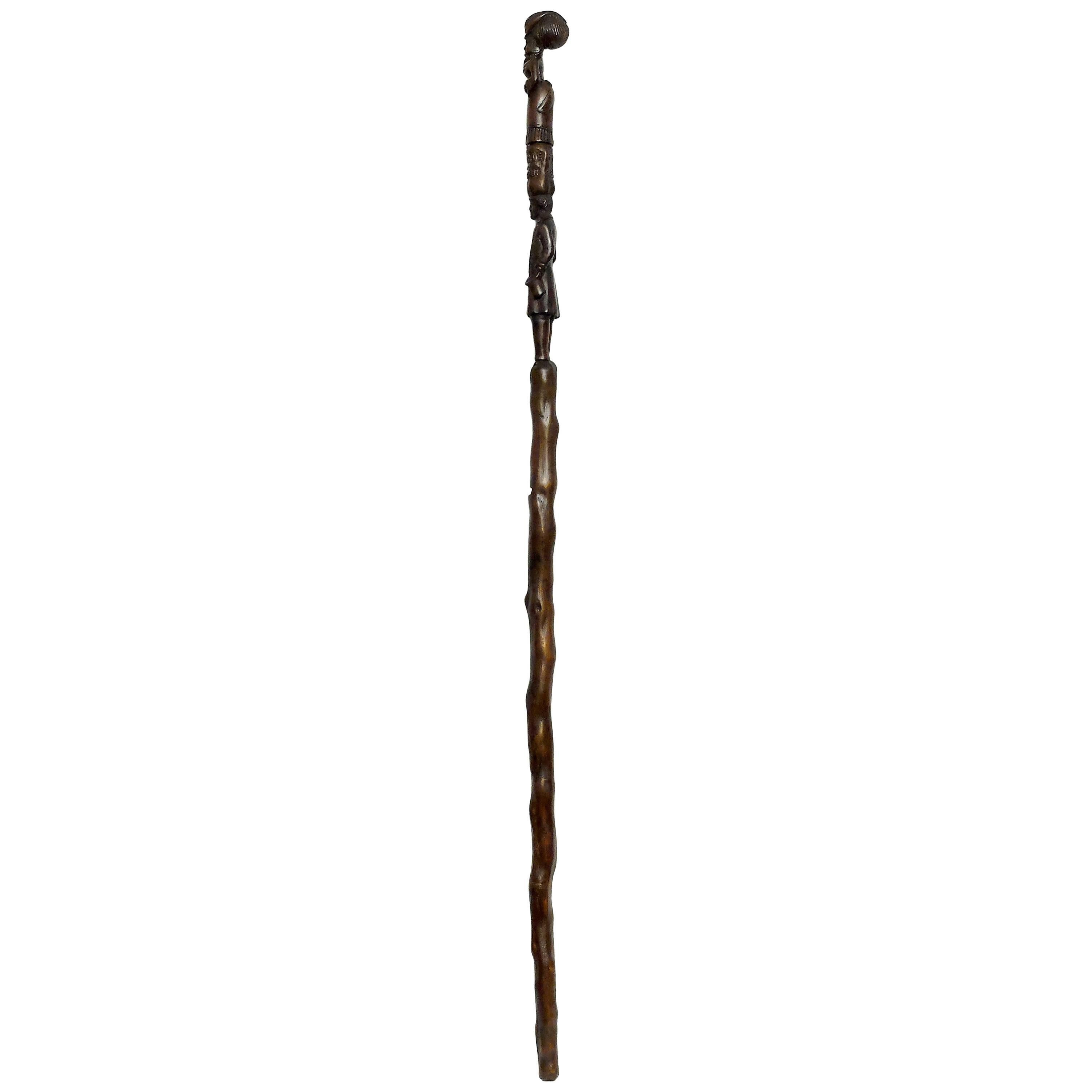 Rare Folk Art Walking Cane Related to a Marriage, England, 1868