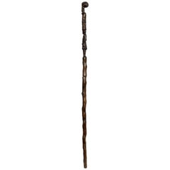 Antique Rare Folk Art Walking Cane Related to a Marriage, England, 1868