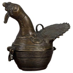 Rare Folk Bronze Peacock Betel Box from India