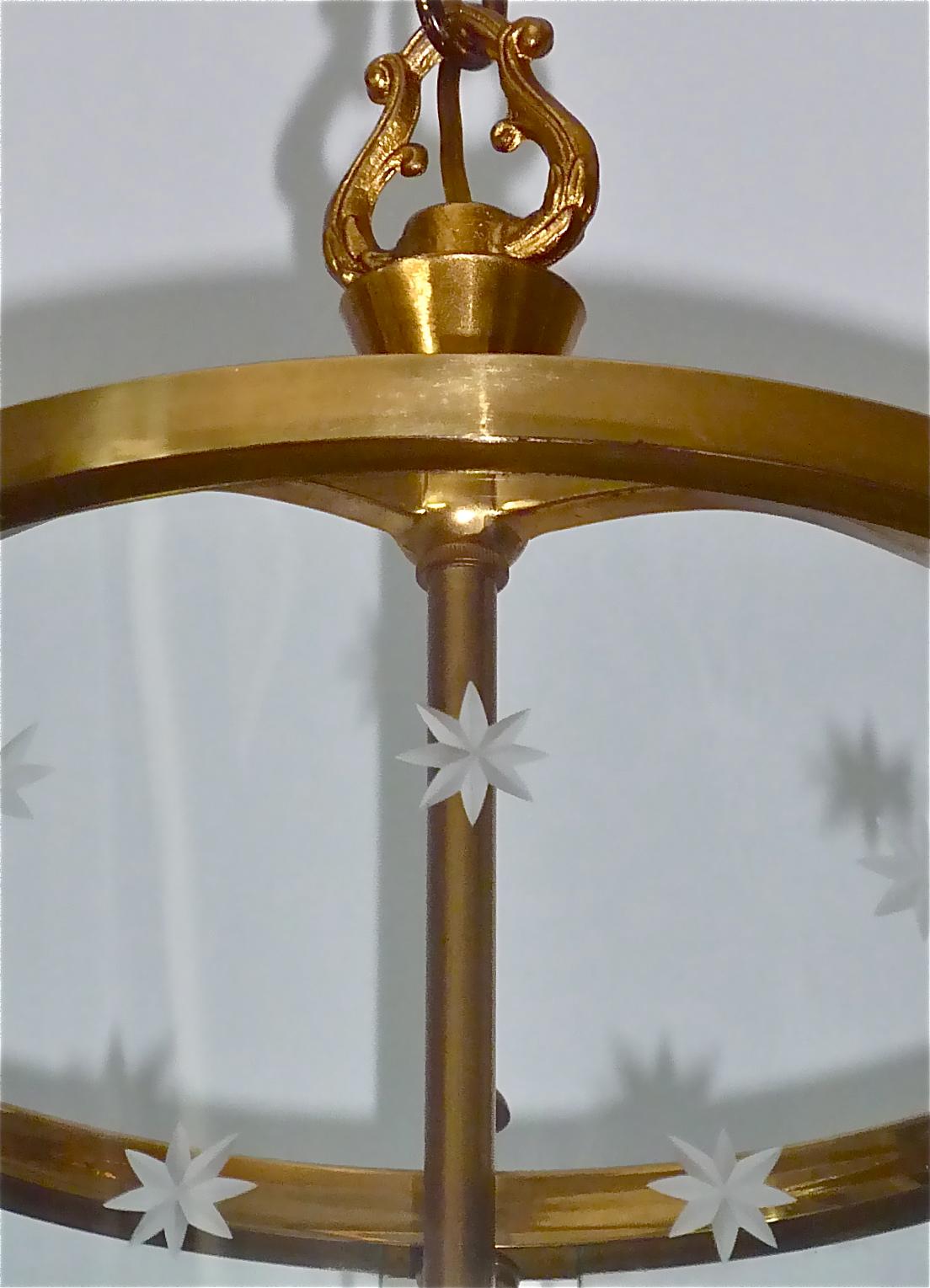 Rare Fontana Arte Pietro Chiesa Style Lantern Italian Lamp Brass Bent Glass 1950 en vente 2