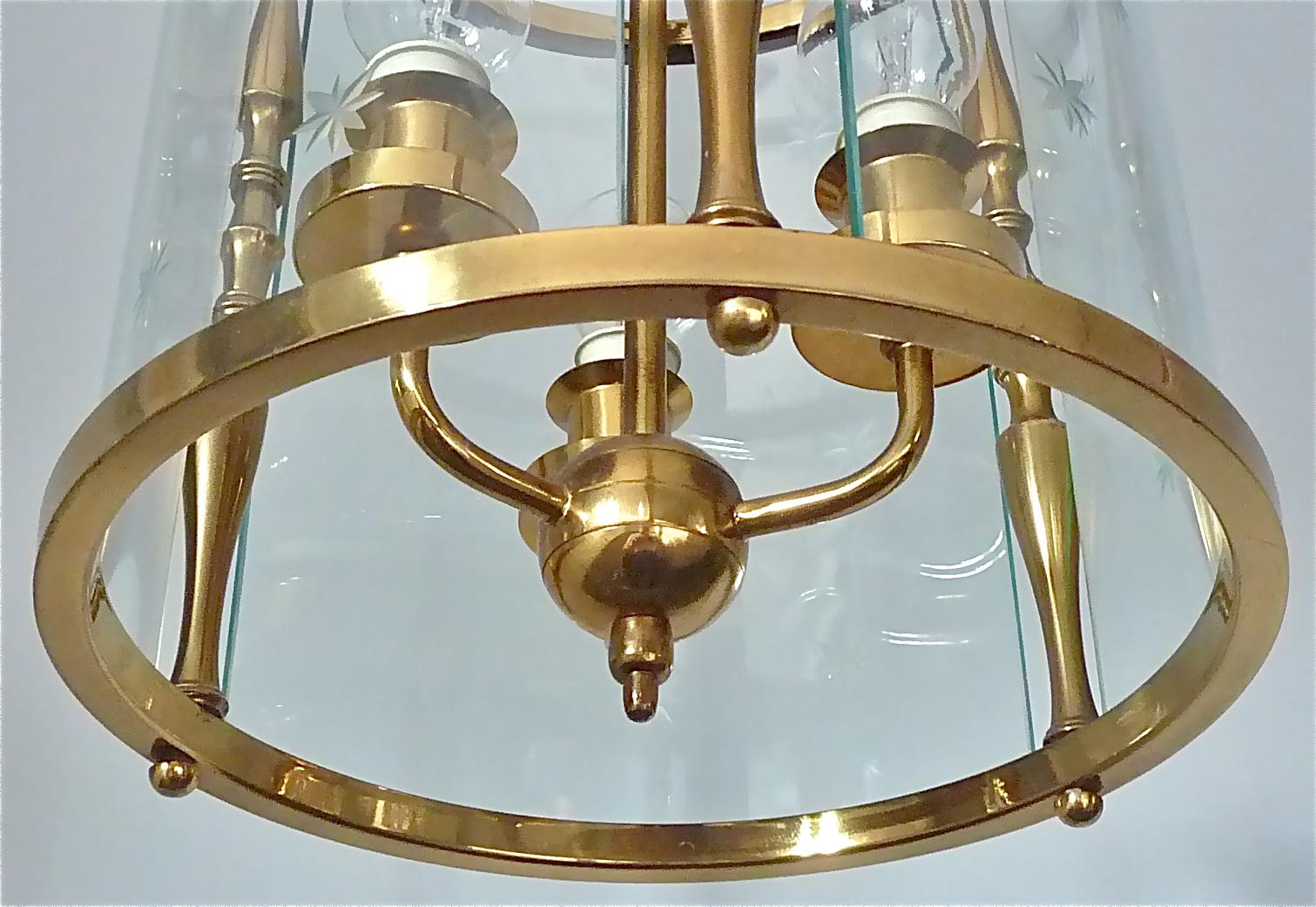 Rare Fontana Arte Pietro Chiesa Style Lantern Italian Lamp Brass Bent Glass 1950 en vente 3
