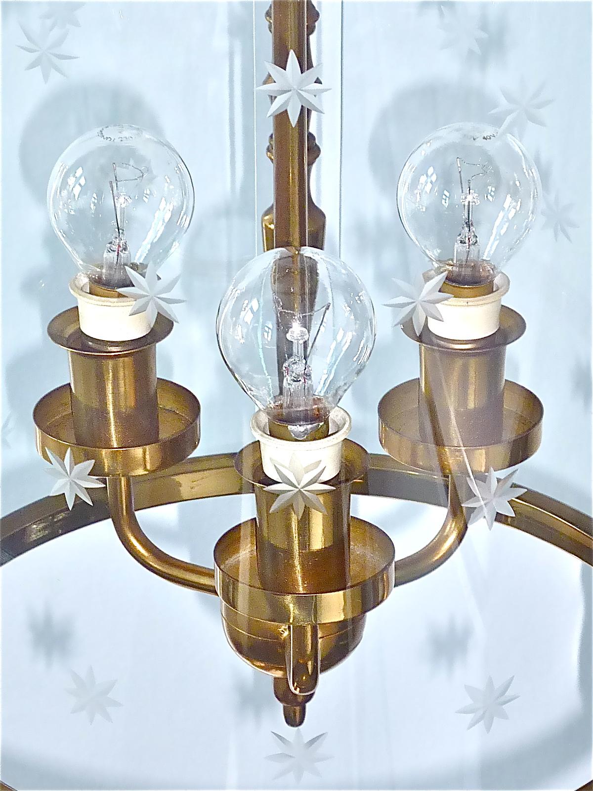Rare Fontana Arte Pietro Chiesa Style Lantern Italian Lamp Brass Bent Glass 1950 en vente 5