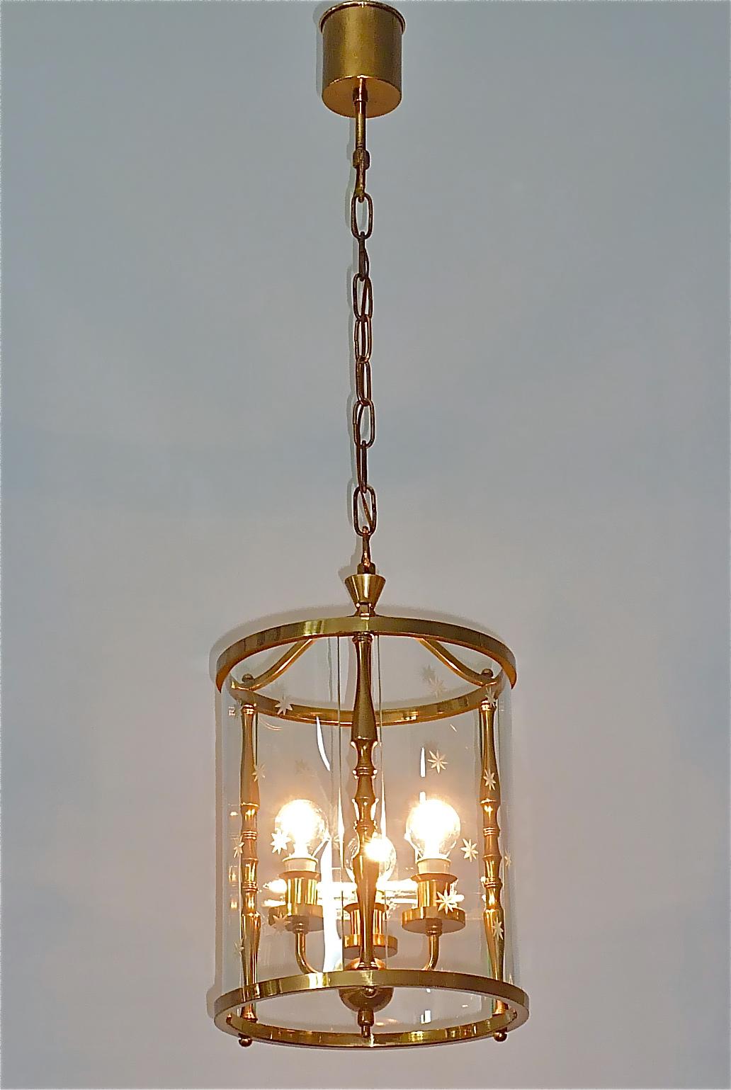Rare Fontana Arte Pietro Chiesa Style Lantern Italian Lamp Brass Bent Glass 1950 en vente 6