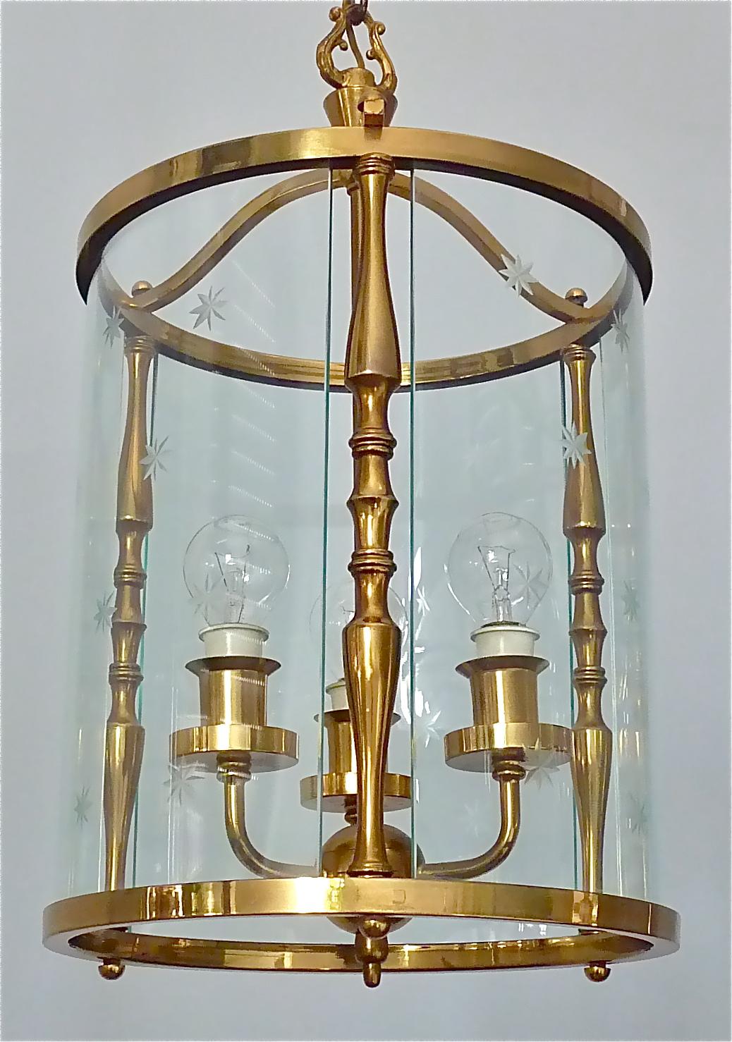 Rare Fontana Arte Pietro Chiesa Style Lantern Italian Lamp Brass Bent Glass 1950 en vente 9