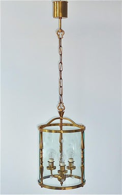 Rare Fontana Arte Pietro Chiesa Style Lantern Italian Lamp Brass Bent Glass 1950