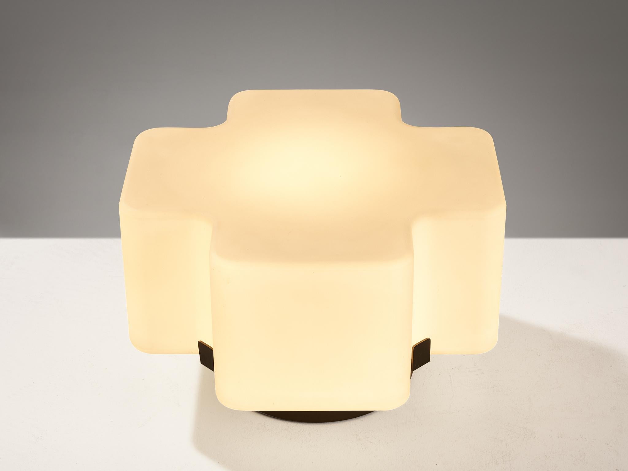 Mid-Century Modern Rare Fontana Arte Table Lamp with Geometric White Glass Shade