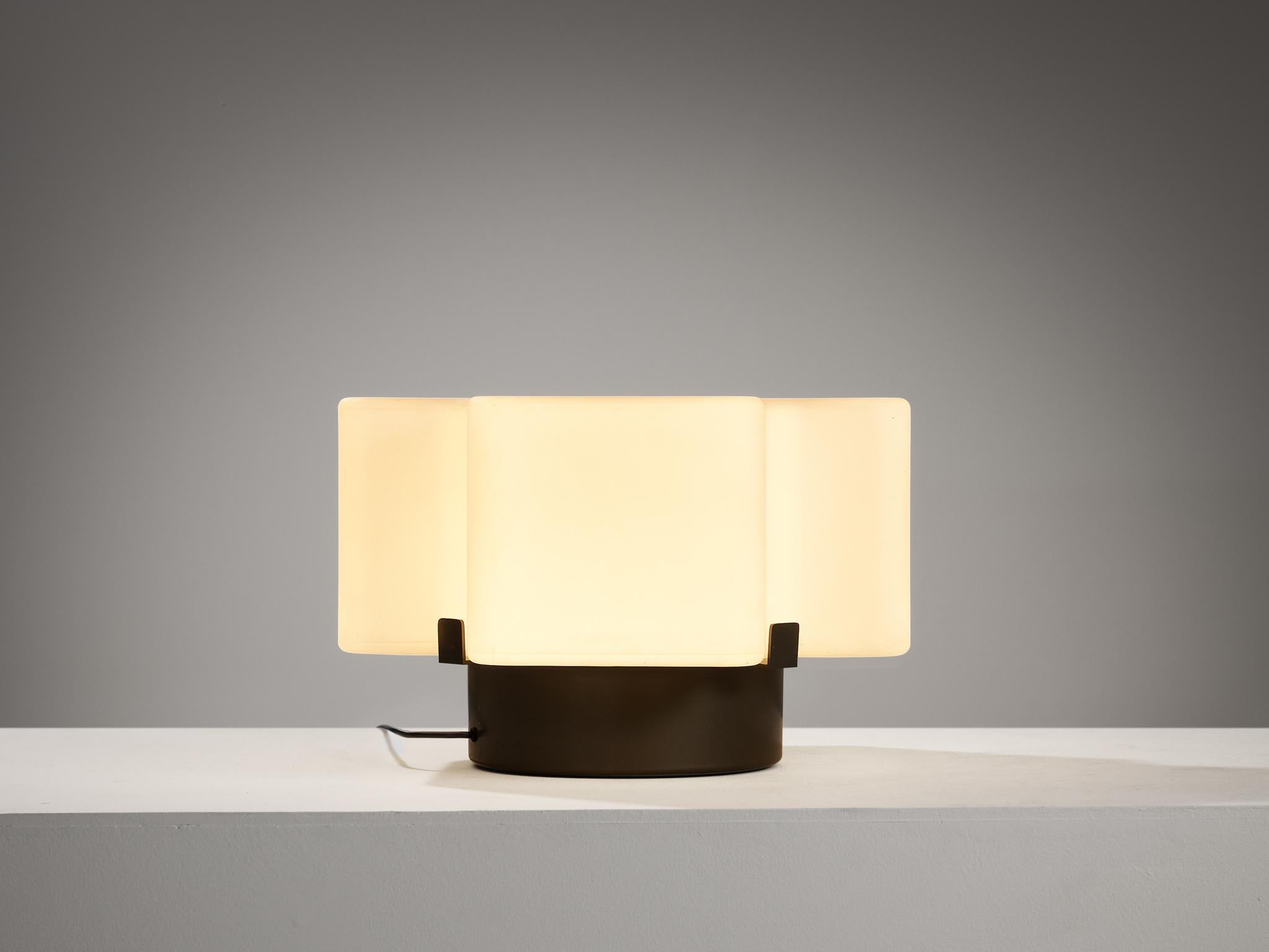 Late 20th Century Rare Fontana Arte Table Lamp with Geometric White Glass Shade