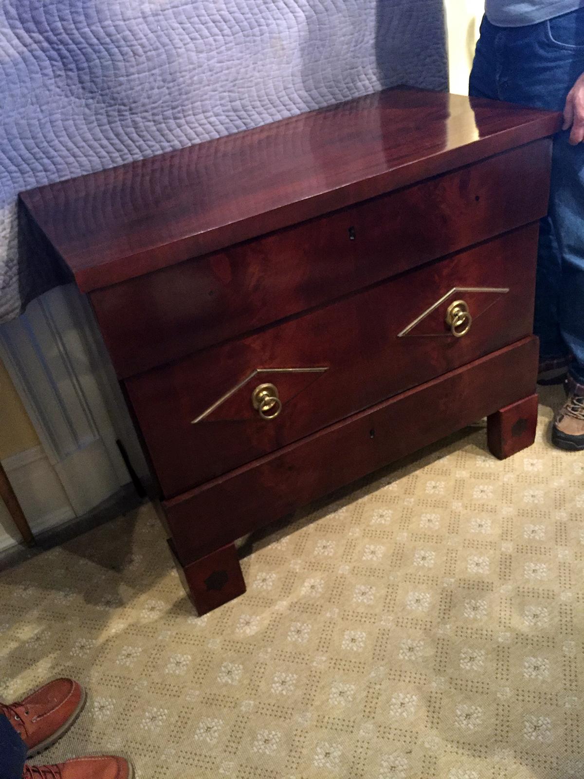 Rare Form 19th Century Baltic Neoclassical Mahogany Commode with Brass Detail In Good Condition For Sale In Atlanta, GA
