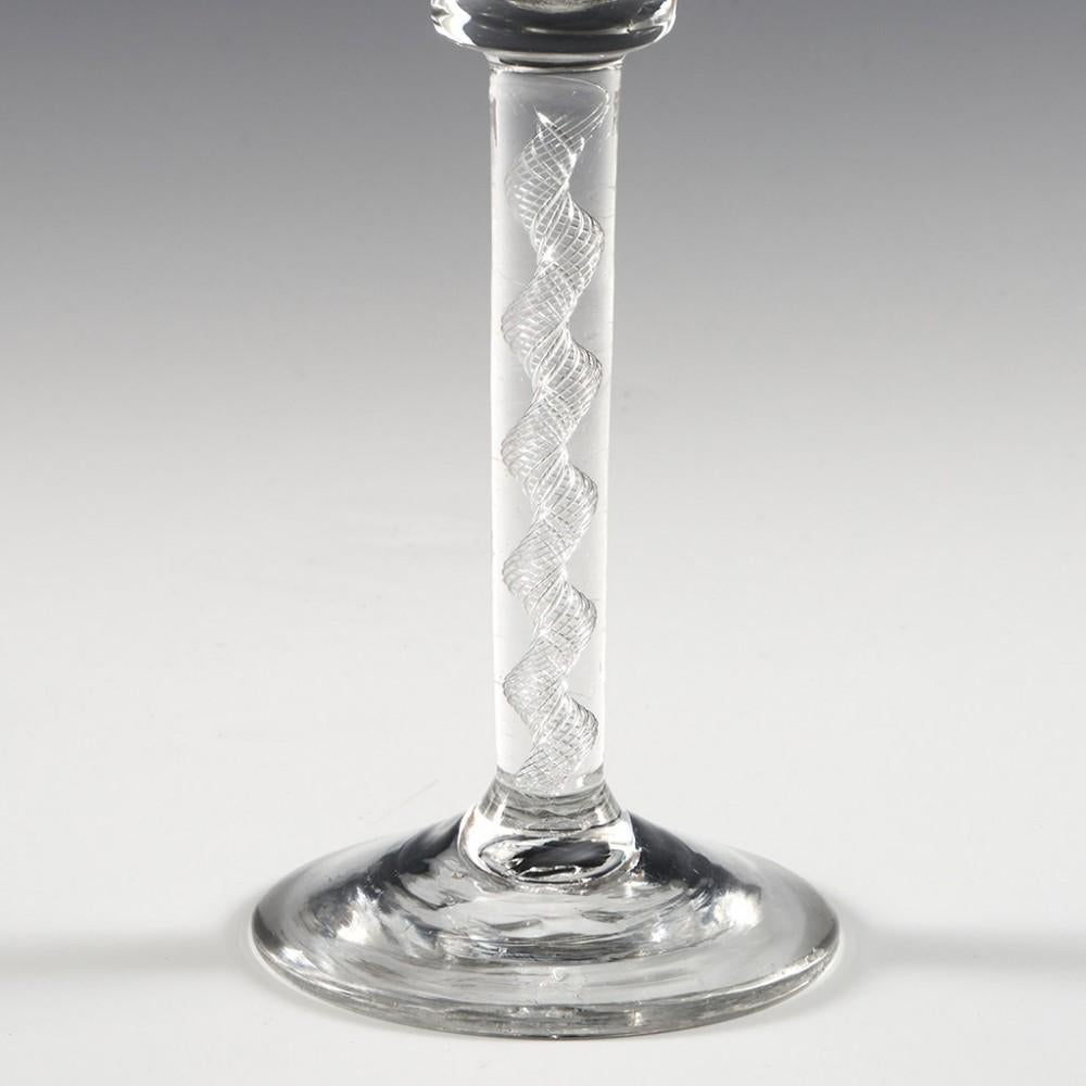 George II Rare Form Air Twist Wine Glass with Bell-Shaped Bowl, circa 1750 For Sale