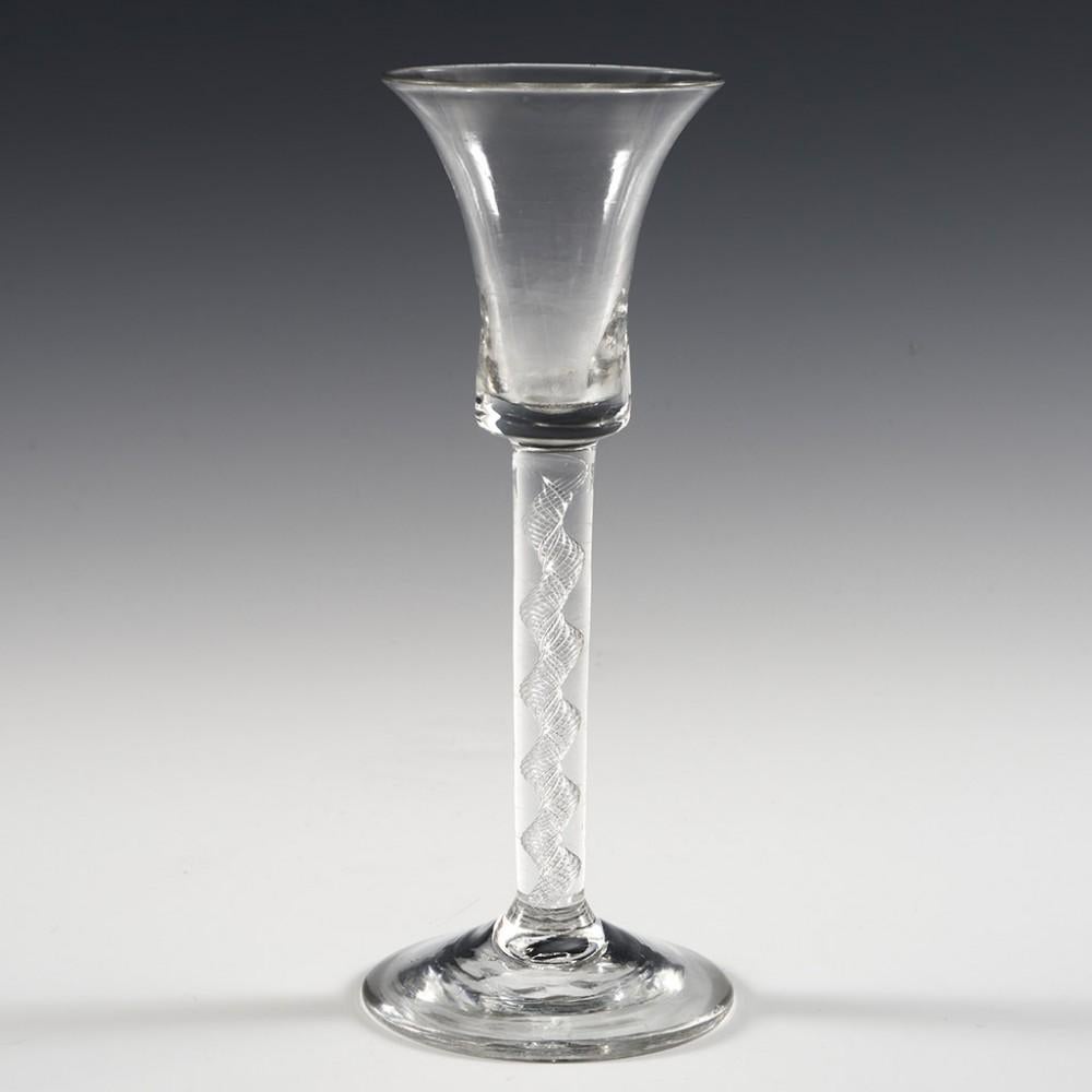 Rare Form Air Twist Wine Glass with Bell-Shaped Bowl, circa 1750 For Sale