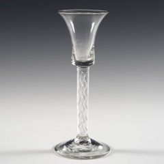 Rare Form Air Twist Wine Glass with Bell-Shaped Bowl, circa 1750