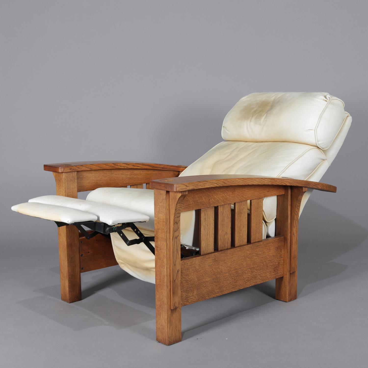 Seltene Form Arts & Crafts Stickley Bros:: Bow Arm Morris Chair Recliner:: ca. 1980 (Polster)