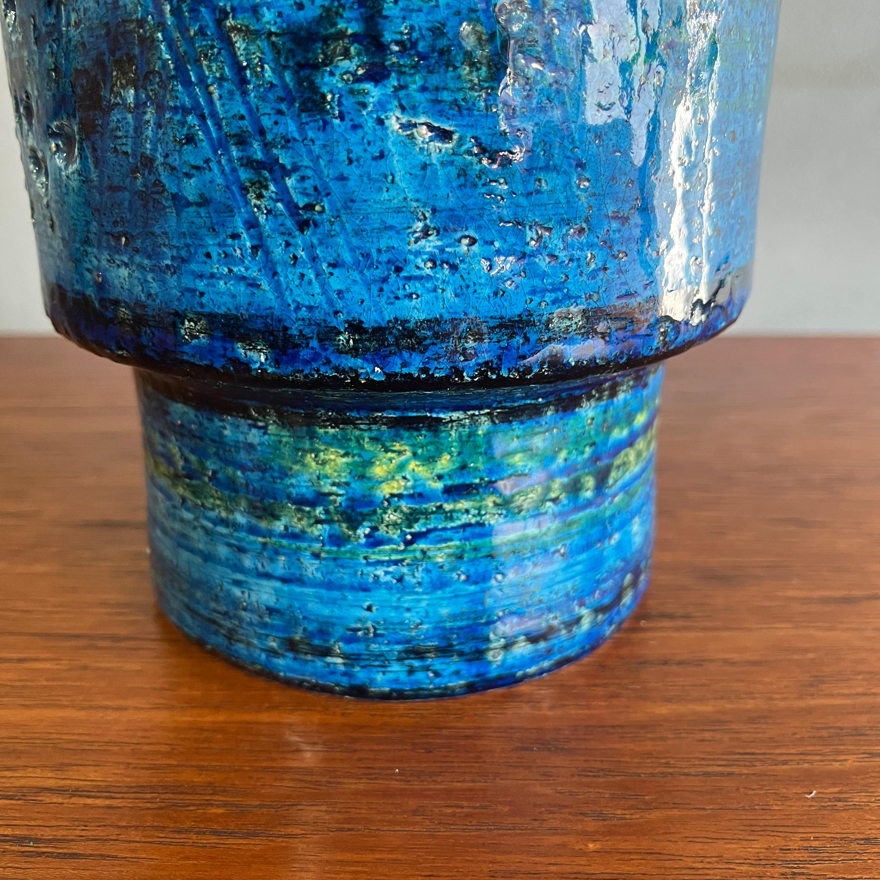 Rare Form Blue Bitossi Vase 
by Aldo Londi for Raymor, Italy, 1960 4