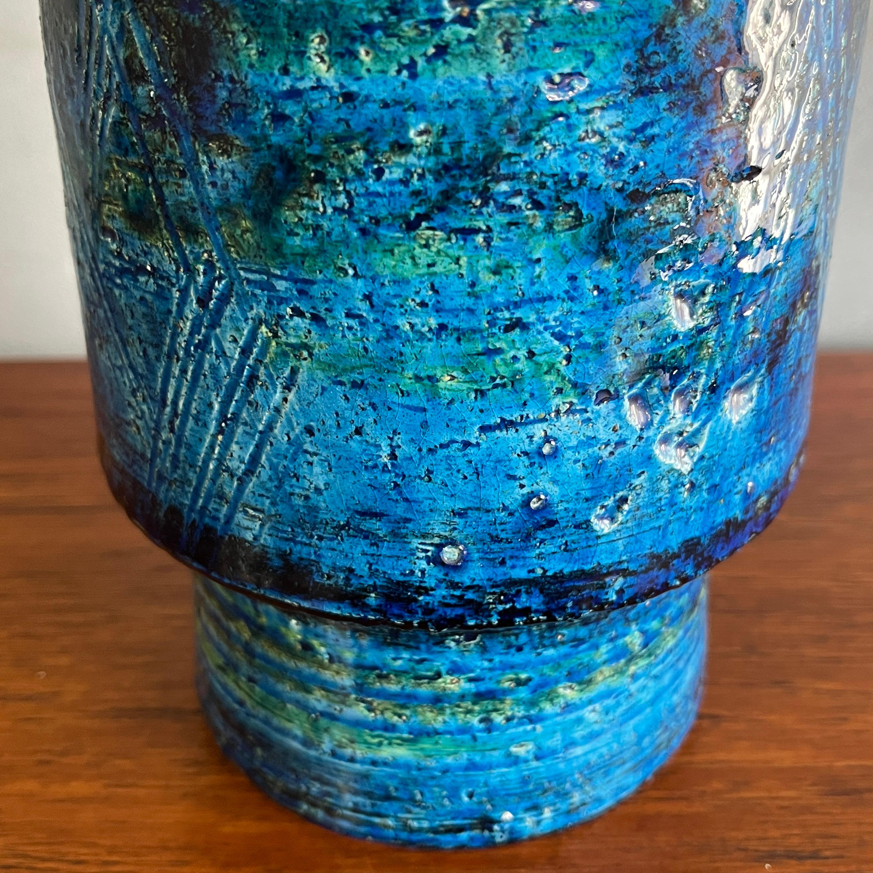 Rare Form Blue Bitossi Vase 
by Aldo Londi for Raymor, Italy, 1960 6