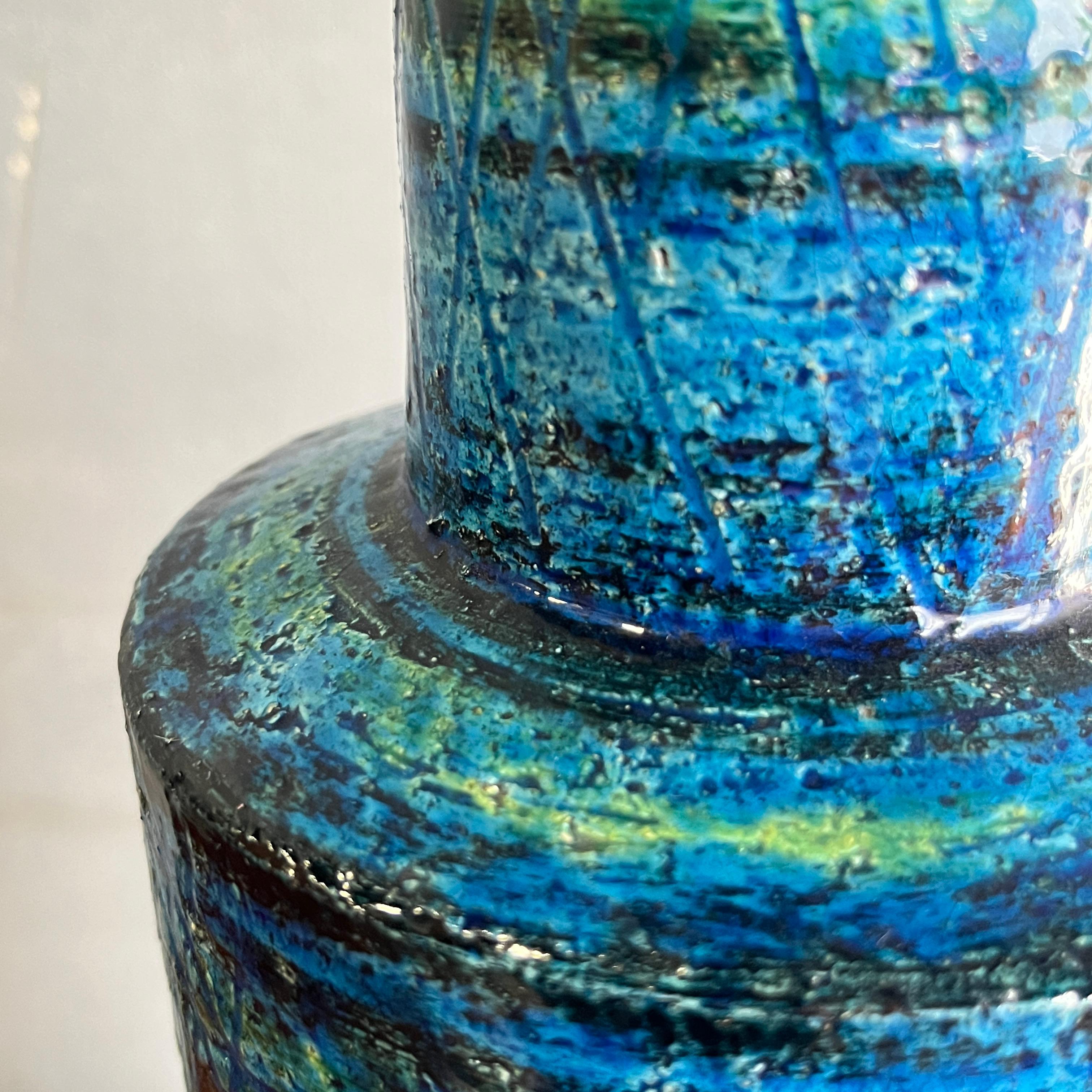 Mid-Century Modern Rare Form Blue Bitossi Vase 
by Aldo Londi for Raymor, Italy, 1960
