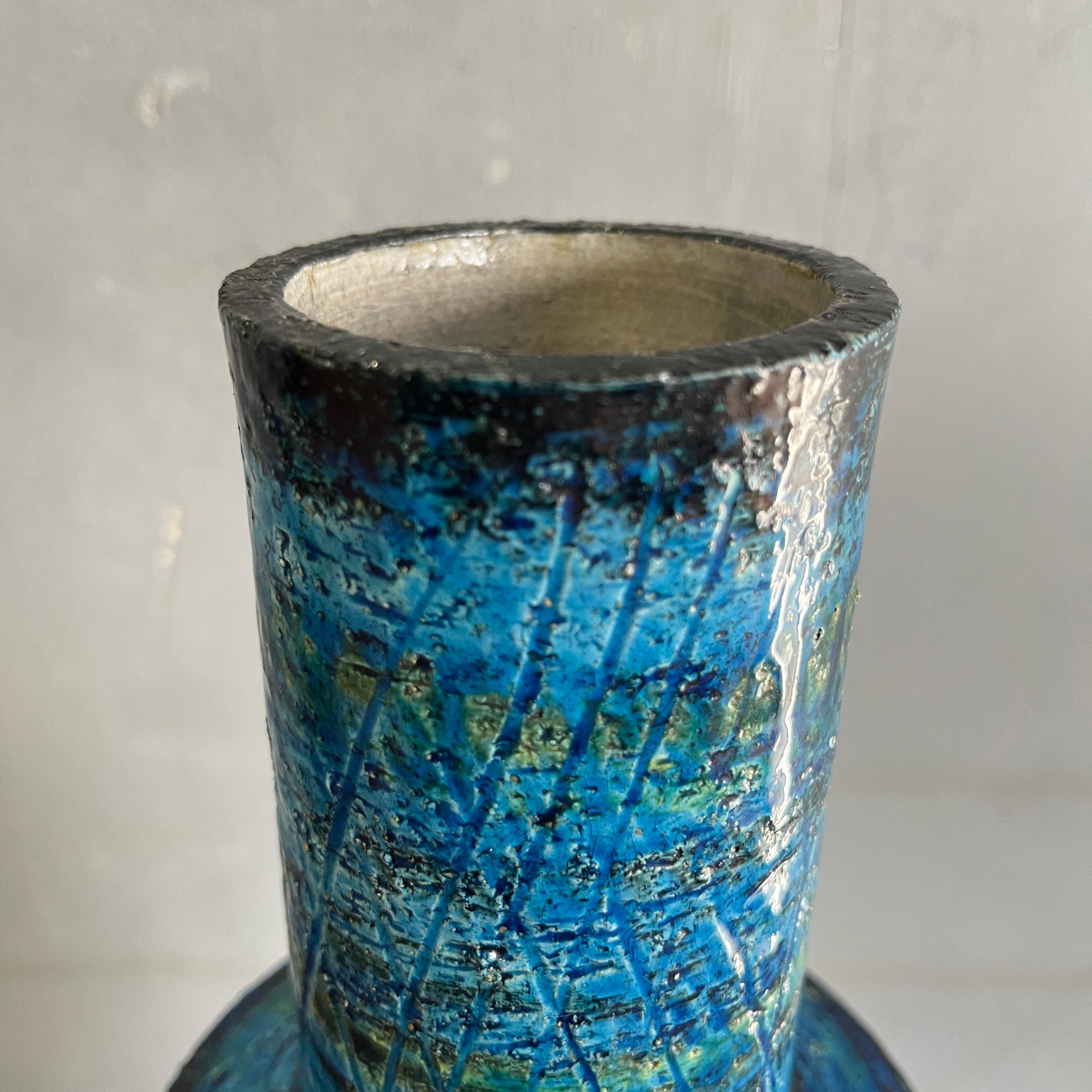 Rare Form Blue Bitossi Vase 
by Aldo Londi for Raymor, Italy, 1960 In Excellent Condition In BROOKLYN, NY