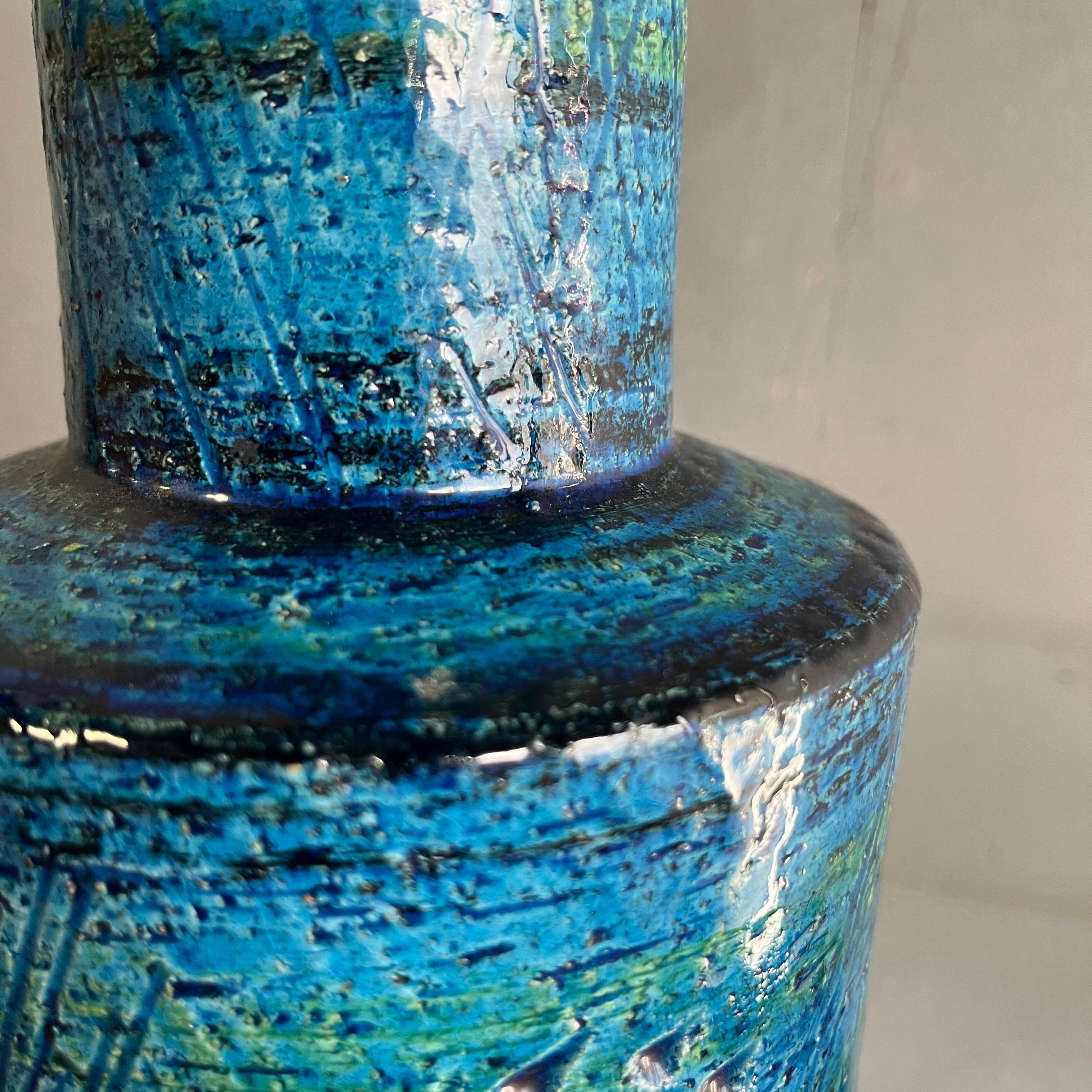 Rare Form Blue Bitossi Vase 
by Aldo Londi for Raymor, Italy, 1960 1