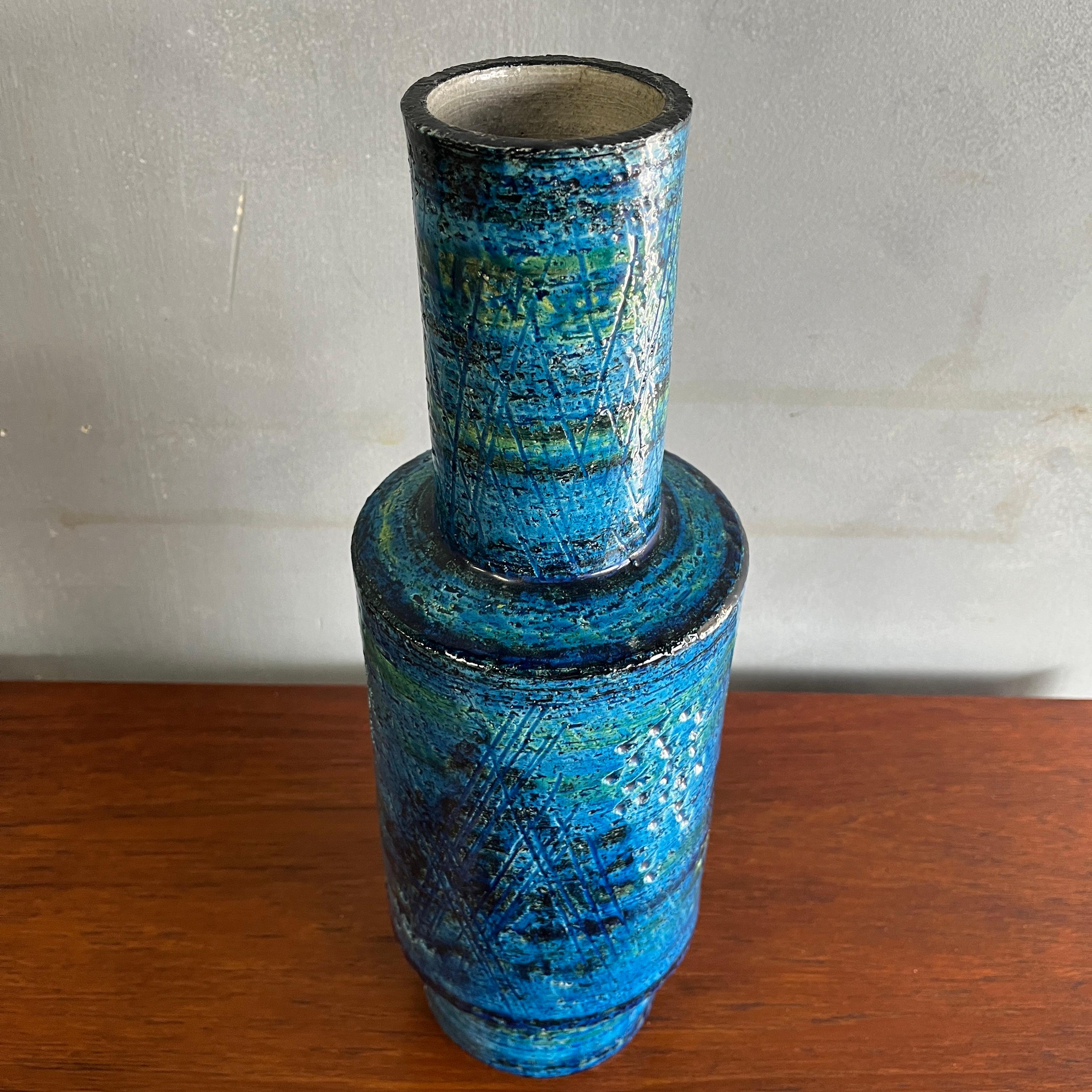 Rare Form Blue Bitossi Vase 
by Aldo Londi for Raymor, Italy, 1960 2