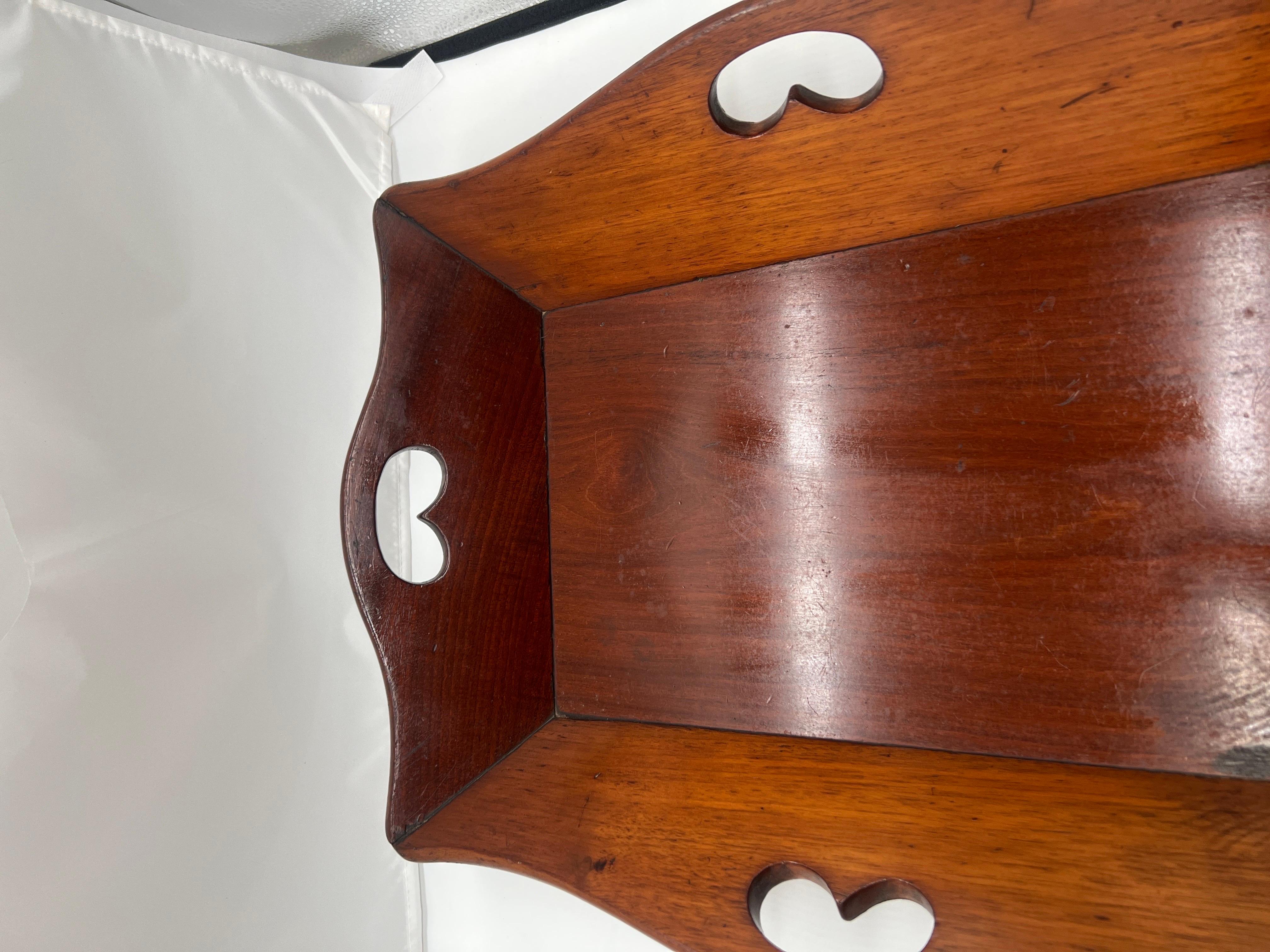 18th Century and Earlier Rare Form - George III Mahogany Butler's Tray W/ Beveled Handles C. 1790 For Sale