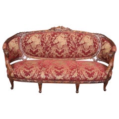 Rare form of French Louis XV Kissing Birds Carved To Death 1920s Sofa Settee
