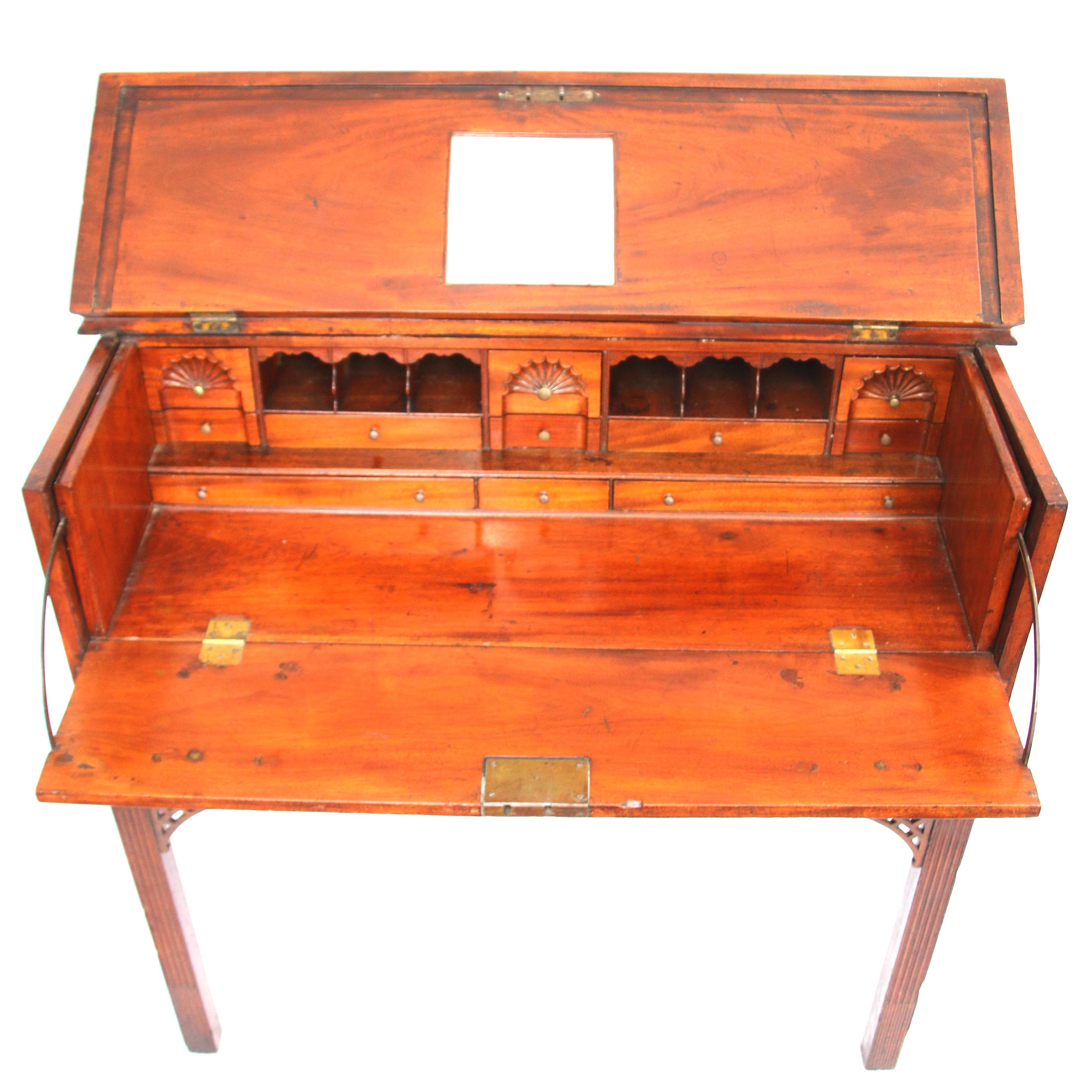 Rare Form Rhode Island Chippendale Mahogany Desk For Sale