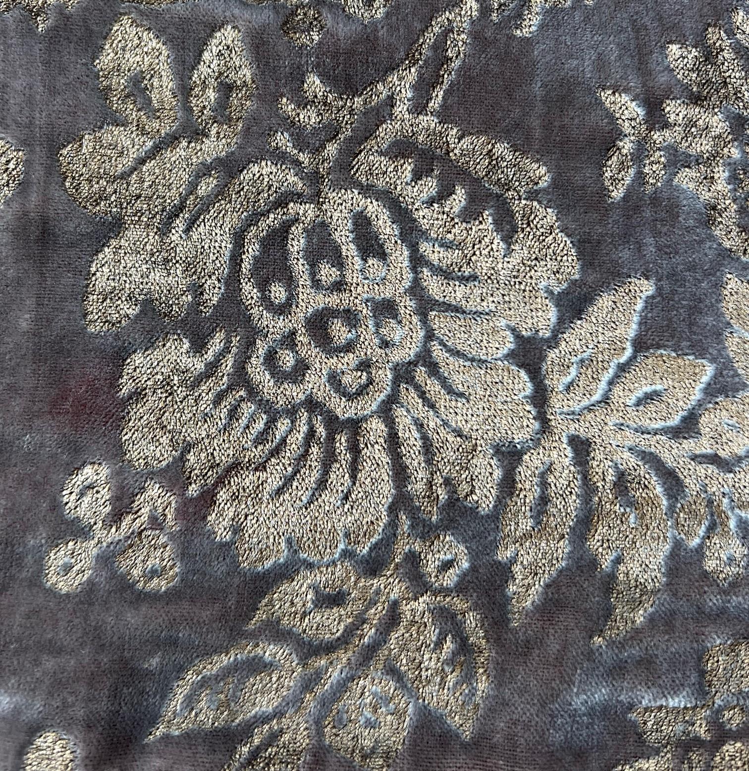 Rare Fortuny Silk Velvet in Warm French Brown, Stenciled with Pigmented Gold For Sale 1