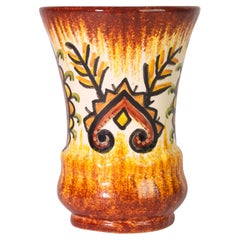 Rare Fouillen Quimper France Faience Vase, Hand Painted, 1930-1950