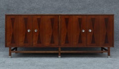 Rare Four-Door Walnut & Rosewood Dresser or Cabinet by Stanley Furniture