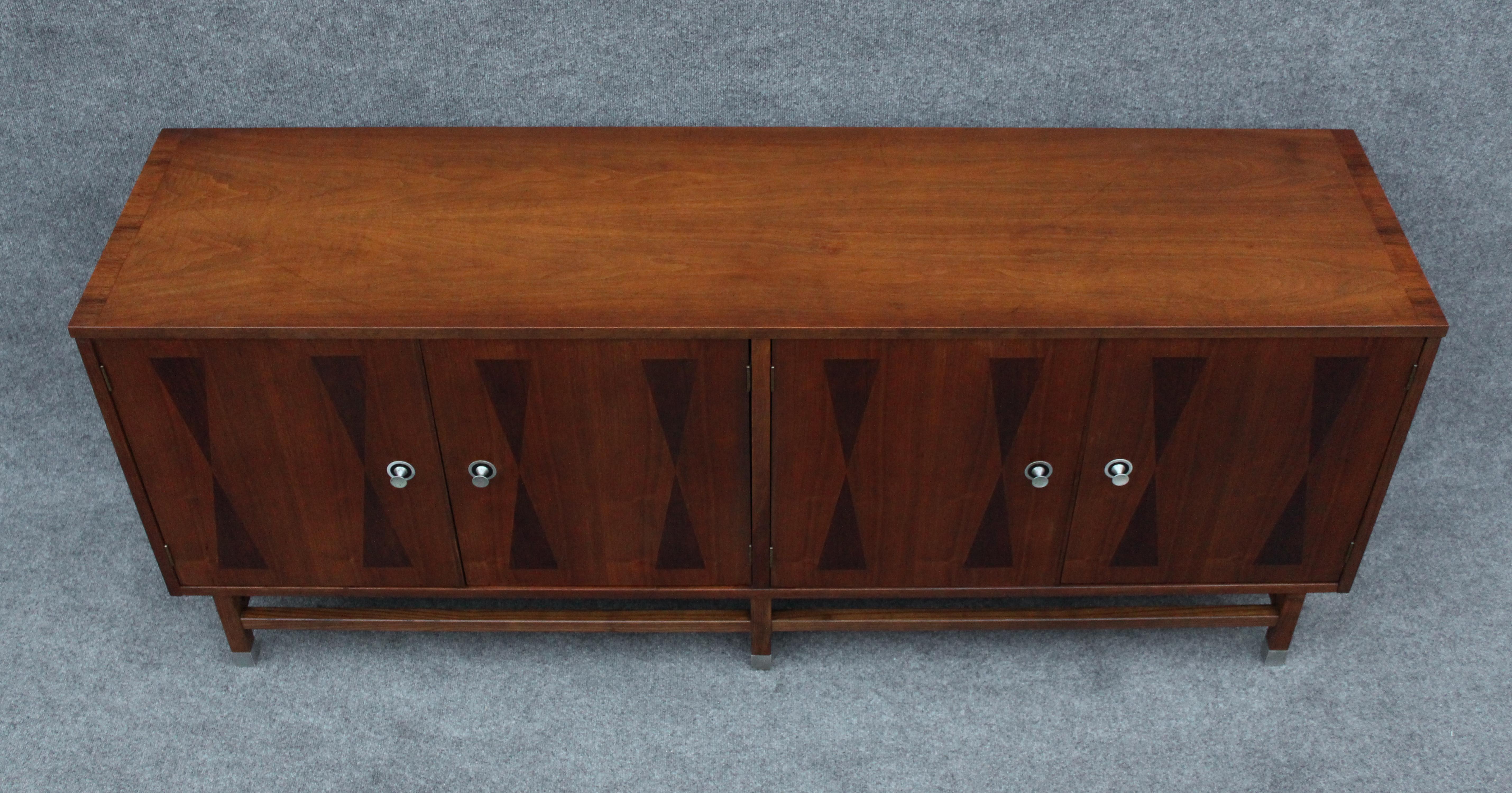 American Rare Four-Door Walnut & Rosewood Dresser or Cabinet by Stanley Furniture