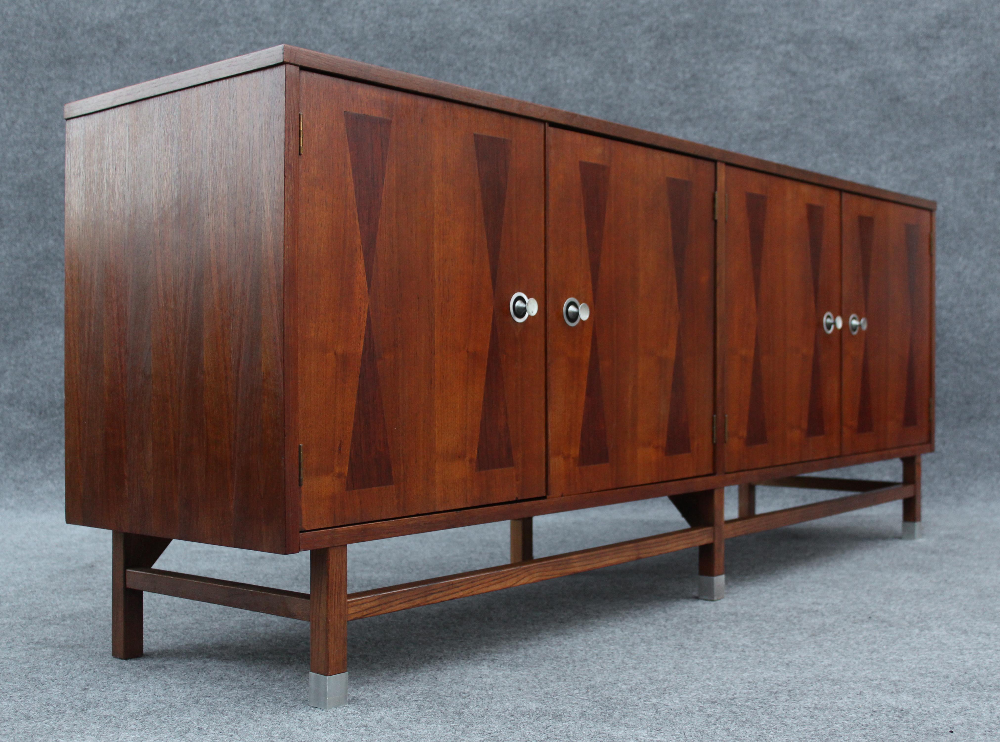 Rare Four-Door Walnut & Rosewood Dresser or Cabinet by Stanley Furniture In Good Condition In Philadelphia, PA