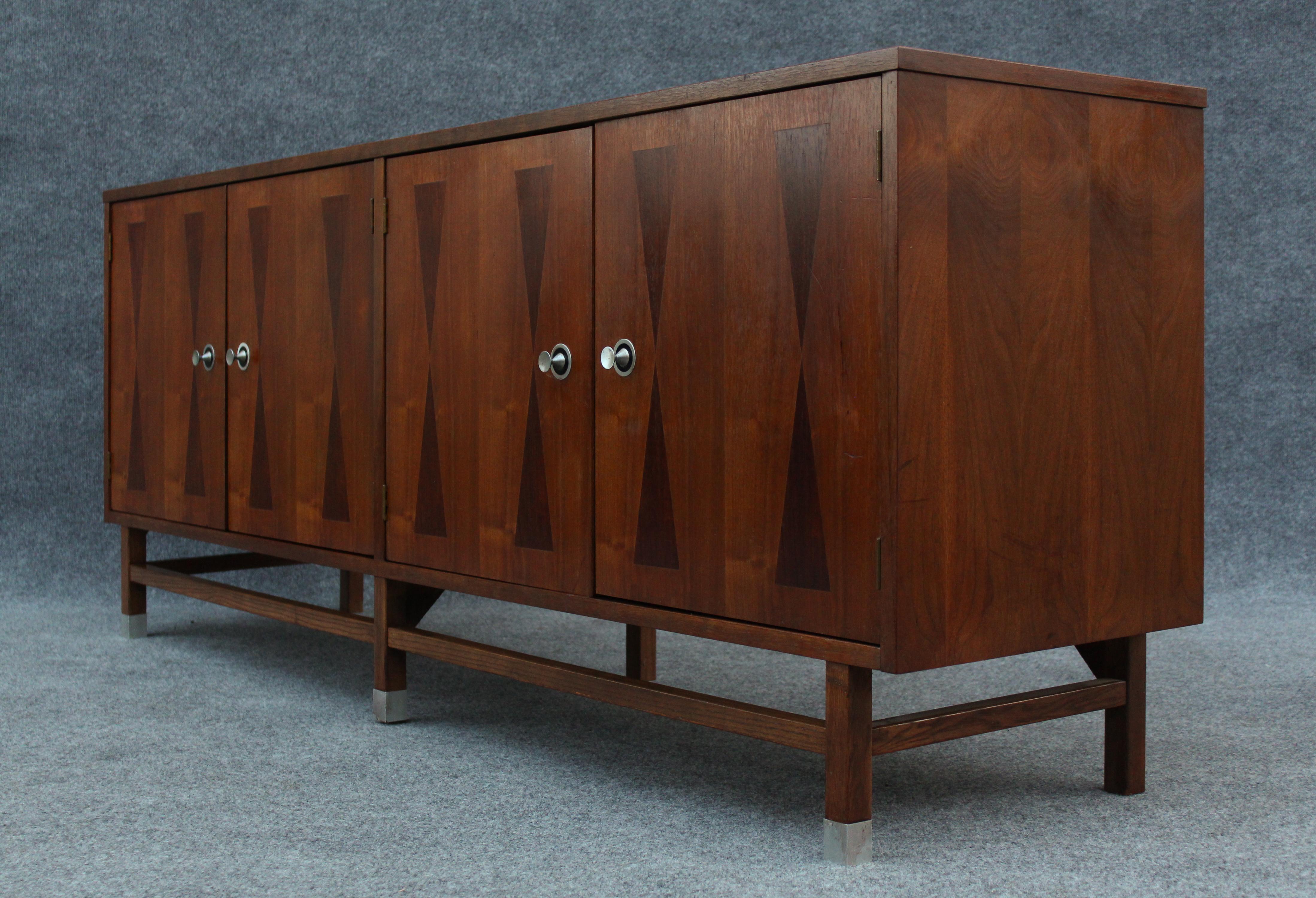 Late 20th Century Rare Four-Door Walnut & Rosewood Dresser or Cabinet by Stanley Furniture