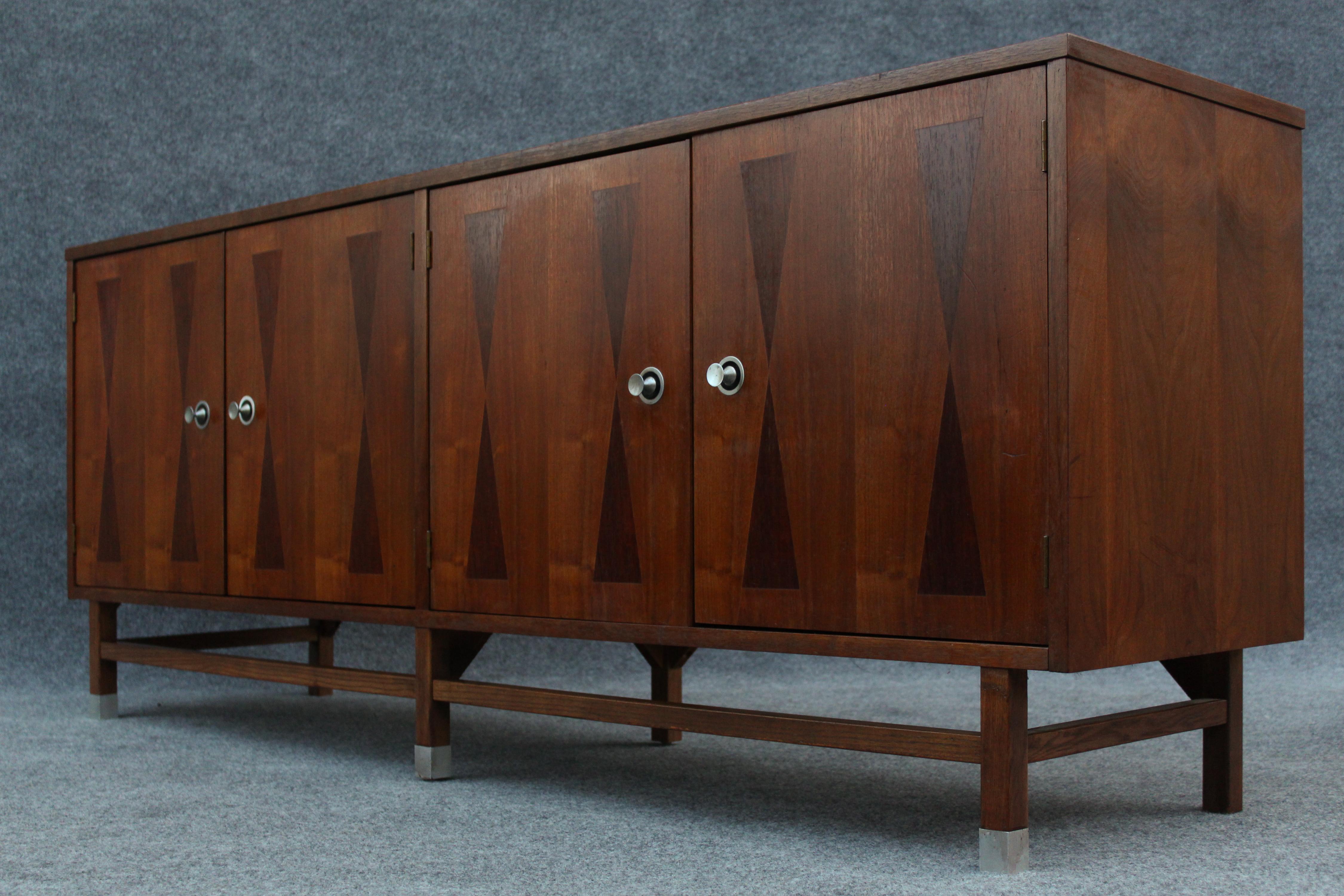 Aluminum Rare Four-Door Walnut & Rosewood Dresser or Cabinet by Stanley Furniture