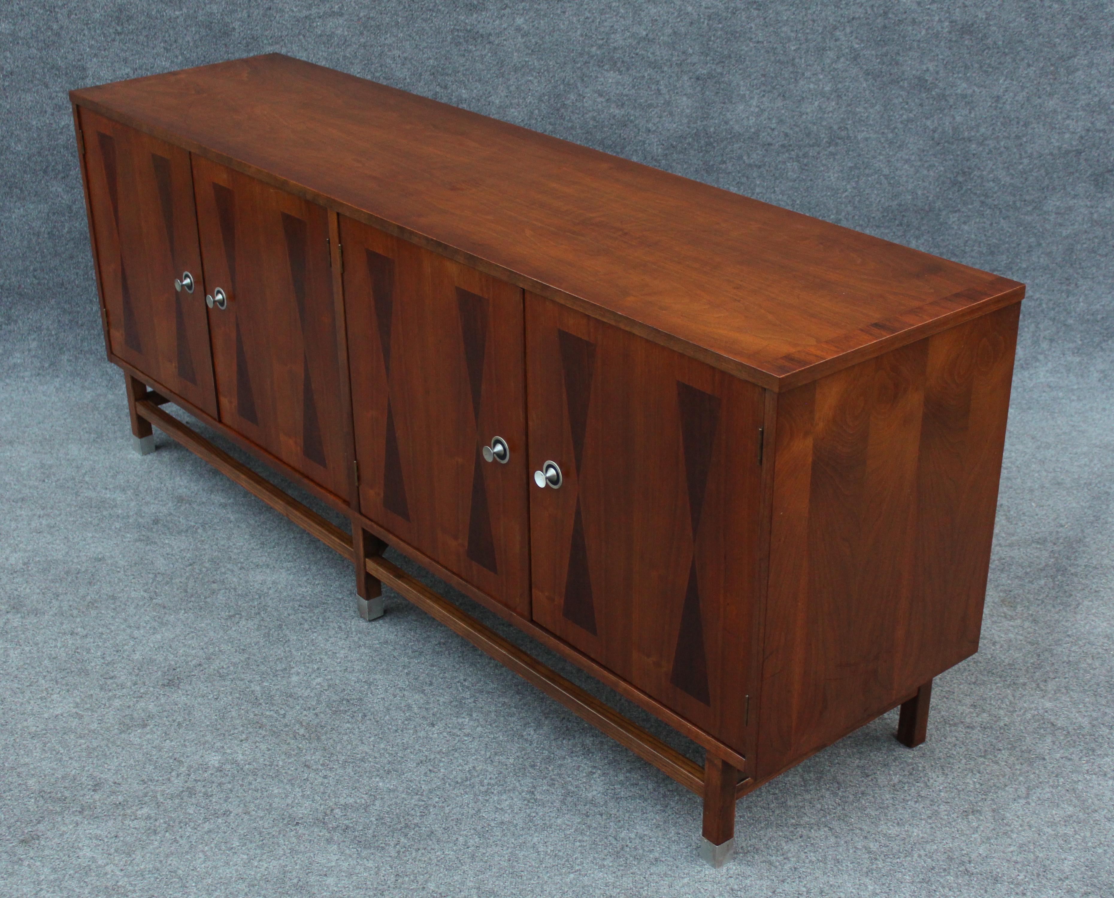 Rare Four-Door Walnut & Rosewood Dresser or Cabinet by Stanley Furniture 1