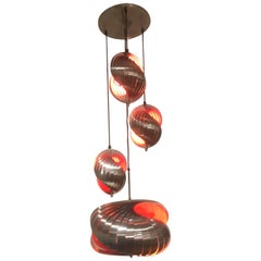 Rare Four Hanging Pendants Light by Henri Mathieu