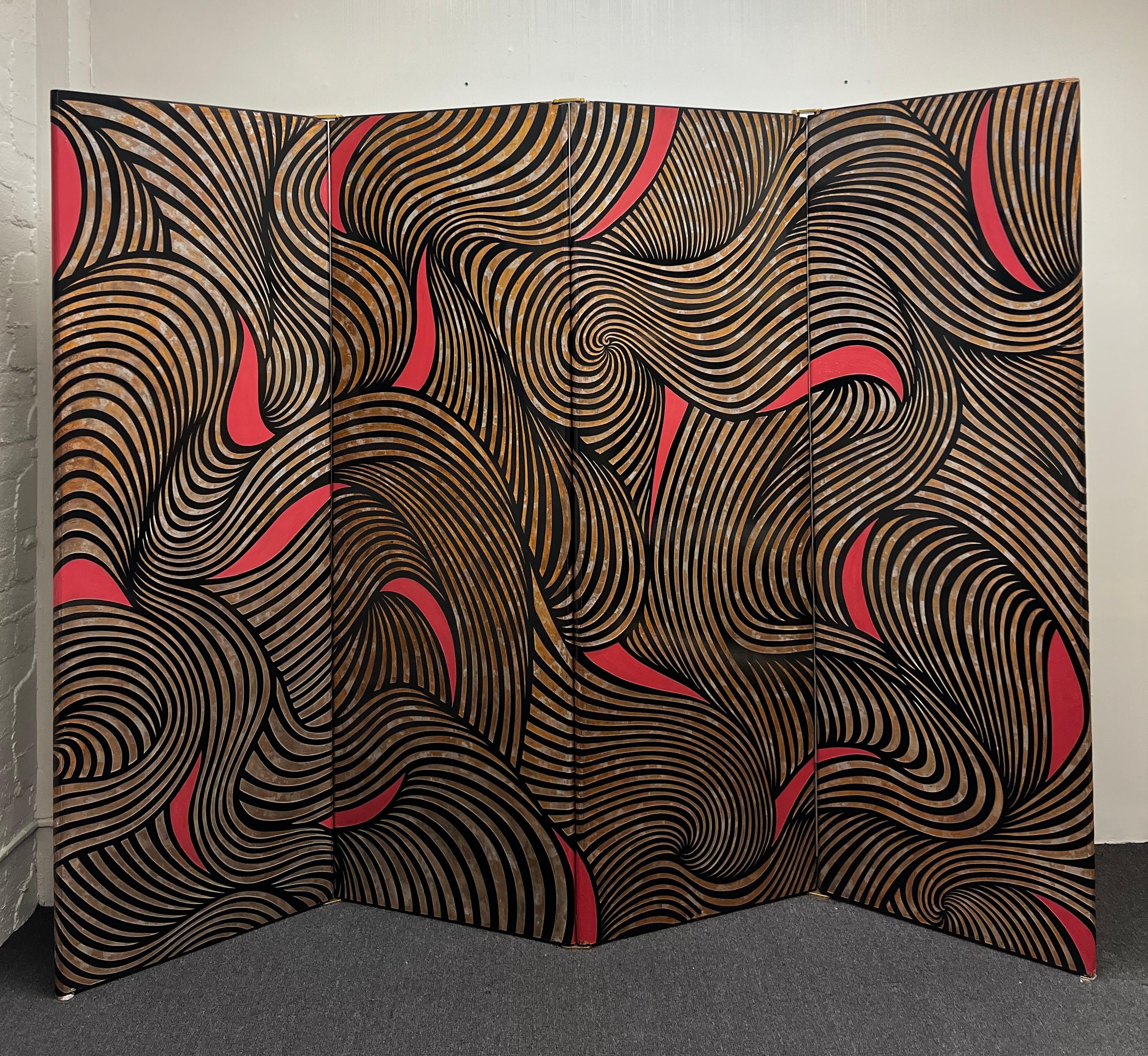 Late 20th Century Rare Four Panel “Coromandel Screen” by Karl Springer For Sale
