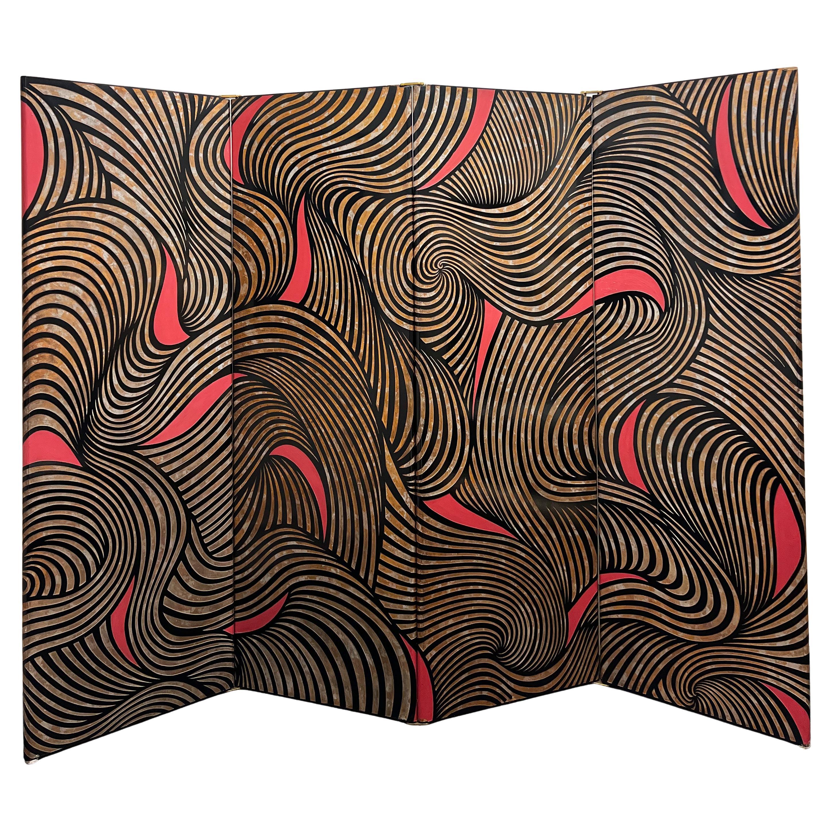Rare Four Panel “Coromandel Screen” by Karl Springer