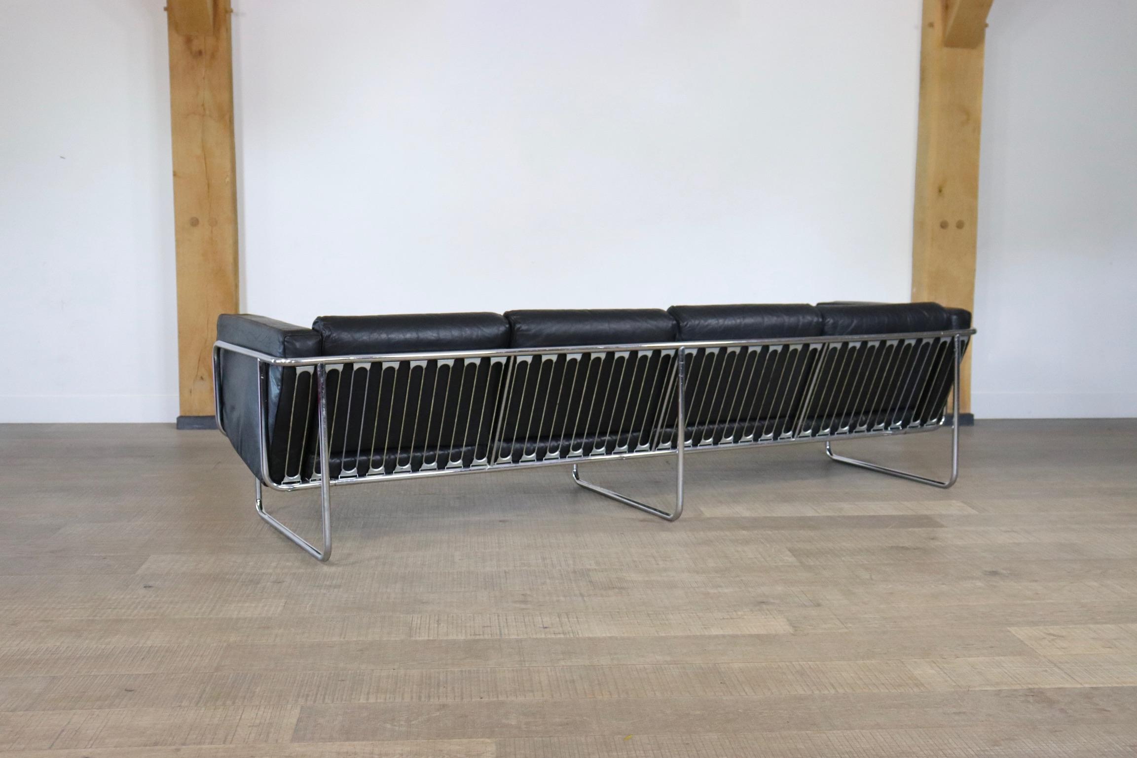 Seltenes Vier-See-Leder-Sofa von Hans Eichenberger für Strssle, Schweiz 70er Jahre im Angebot 7