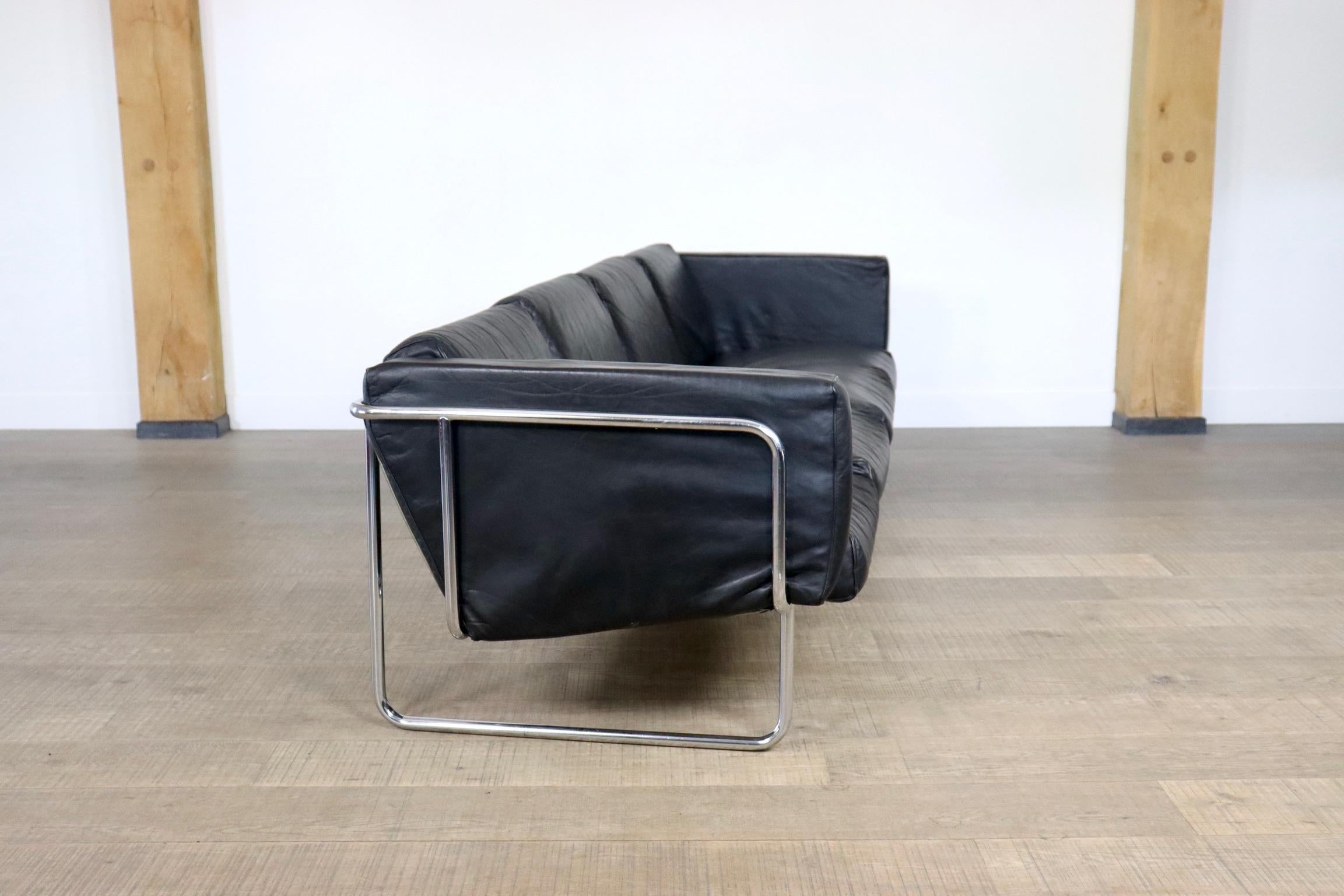 Milieu du XXe siècle Rare canapé en cuir Four Seater de Hans Eichenberger pour Strssle, Suisse, années 70 en vente