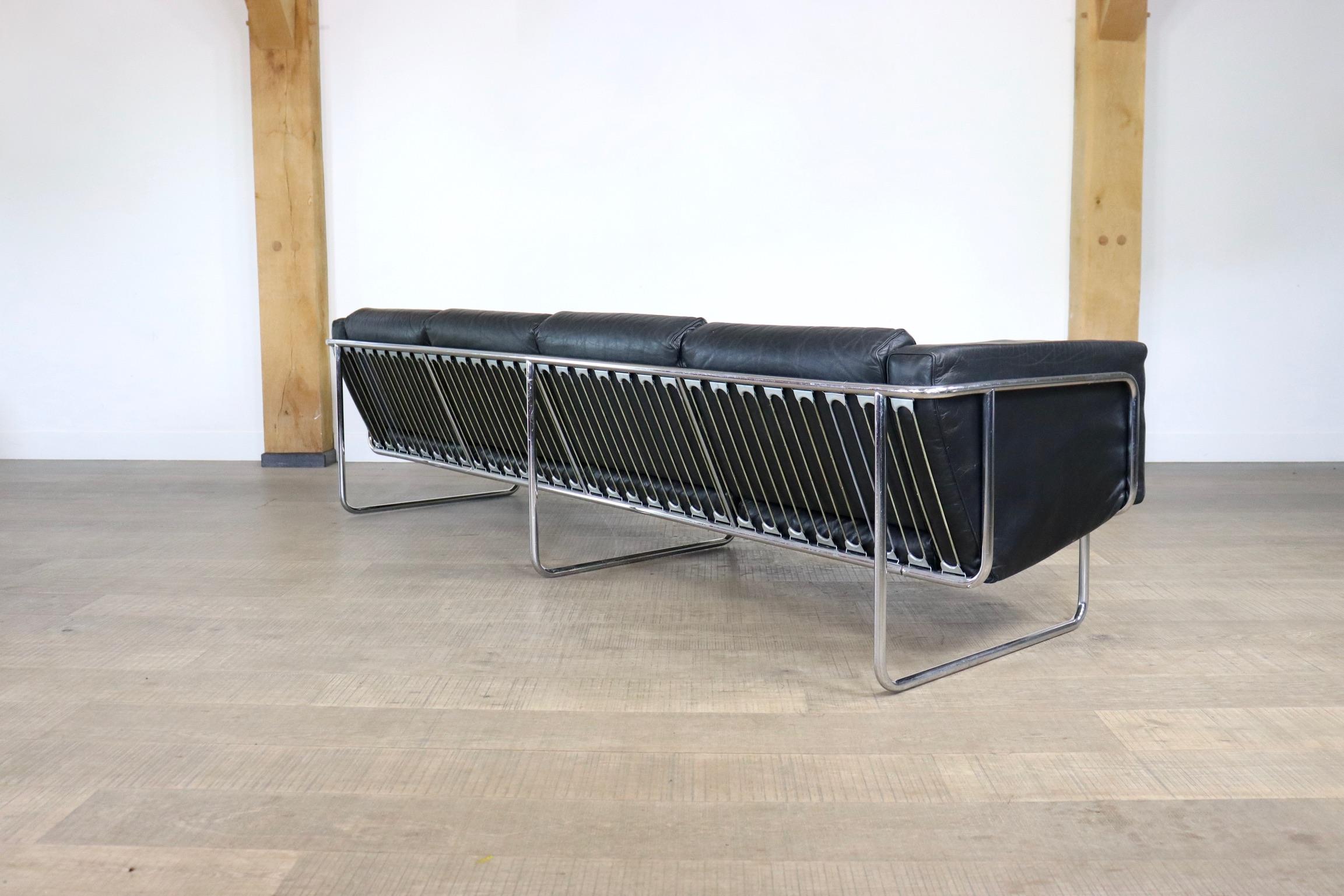 Seltenes Vier-See-Leder-Sofa von Hans Eichenberger für Strssle, Schweiz 70er Jahre im Angebot 3