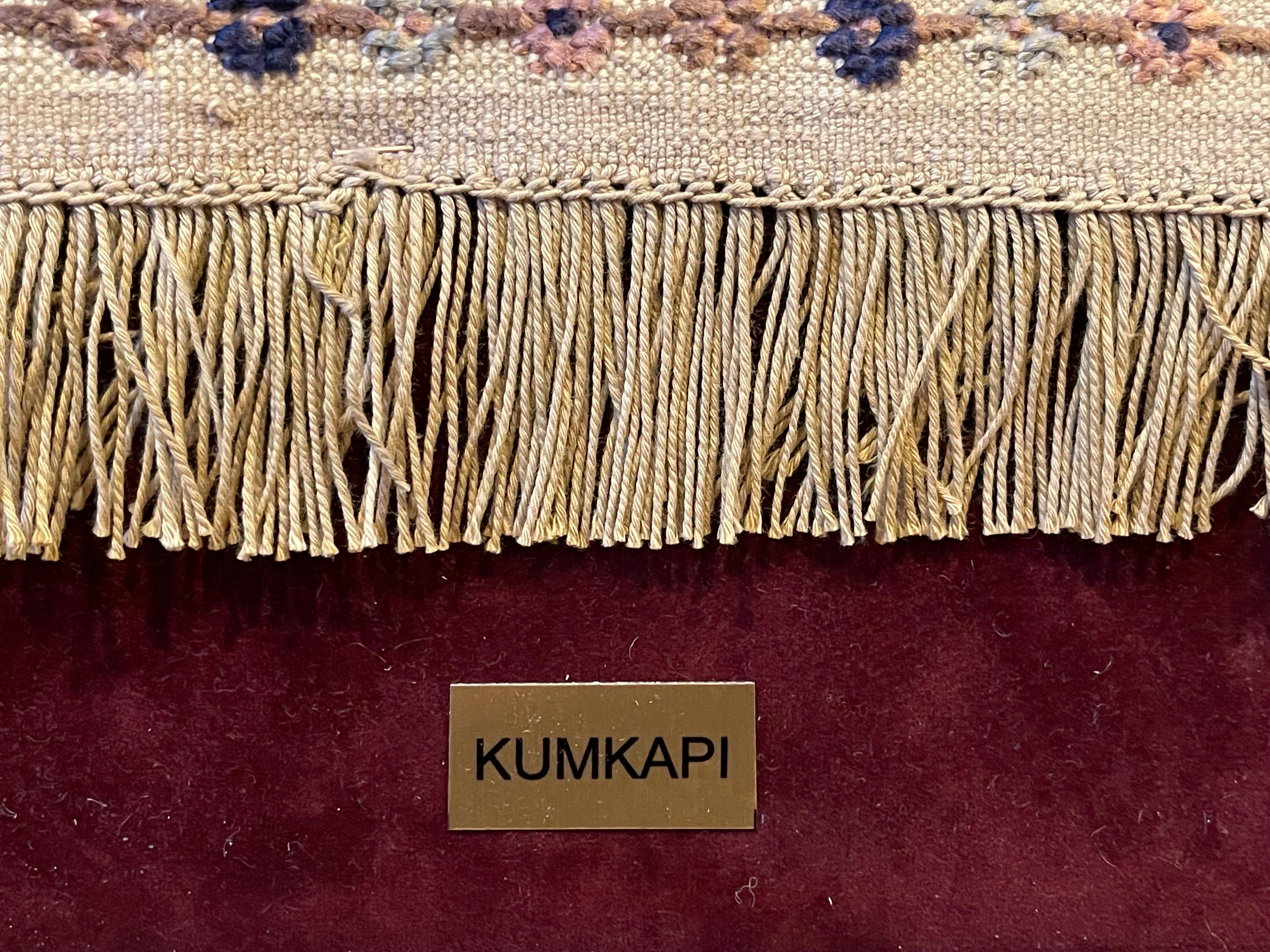 Rare Framed Antique Turkish Silk Kumkapi circa 1880 Art Rug For Sale 5