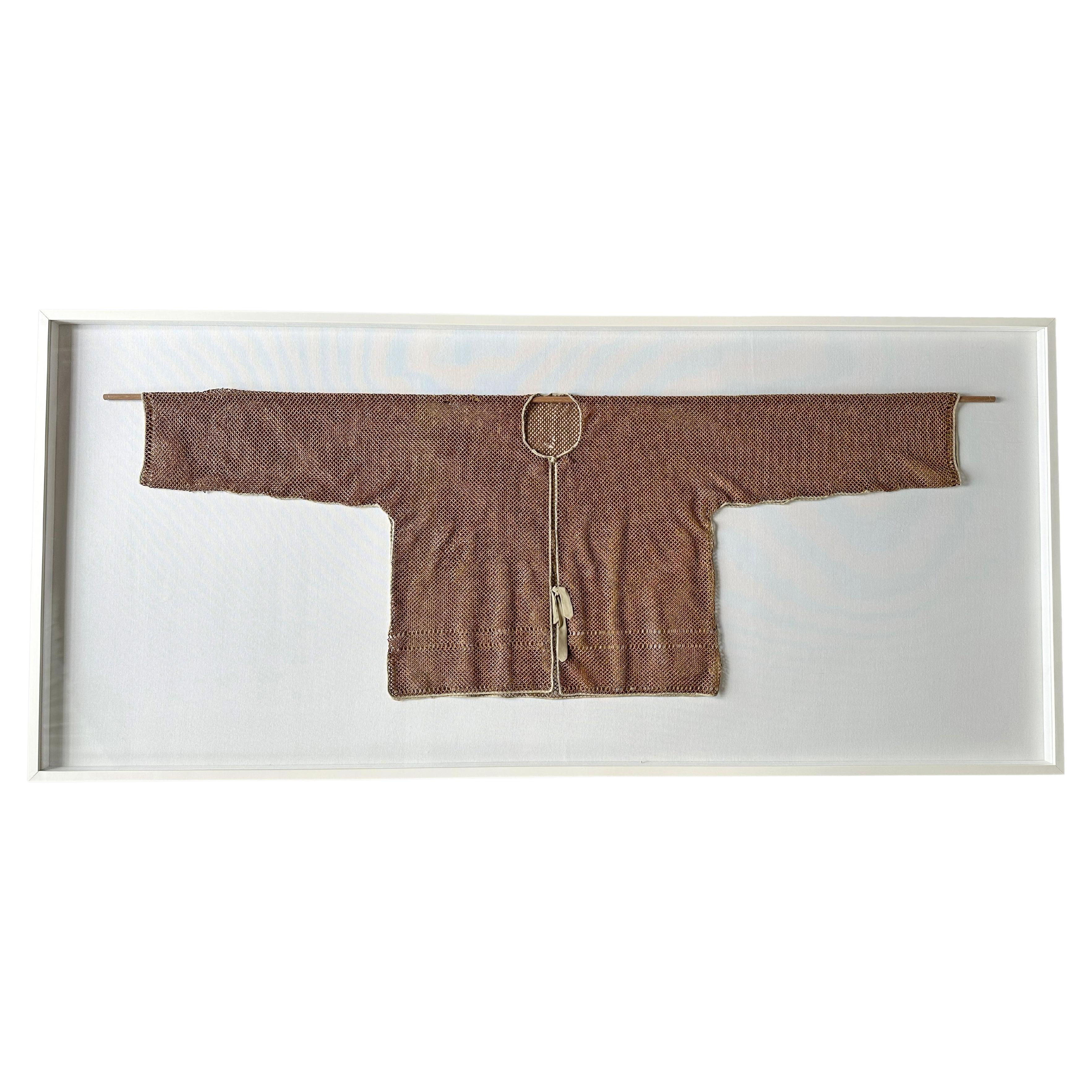 Rare Framed Chinese Woven Bamboo Jacket, Qing Dynasty For Sale