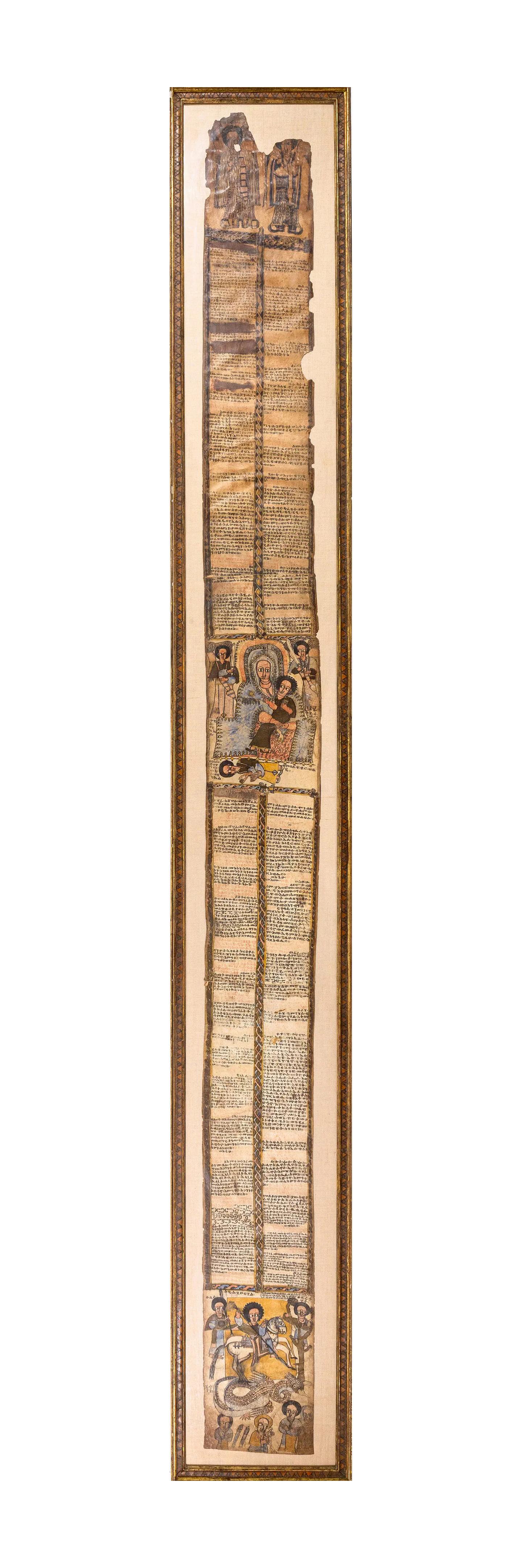 Raro pergamino talismánico de curación etíope antiguo enmarcado con calidad de museo Madera en venta