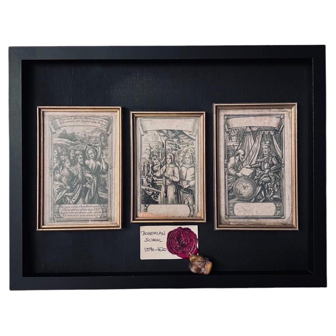 Rare Framed Renaissance Engravings of Moravian Nobility, Central Europe, ca.1600
