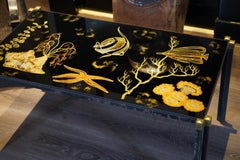 Rare France Riviera Saint Tropez Side Table with Nautical Fish Decoration