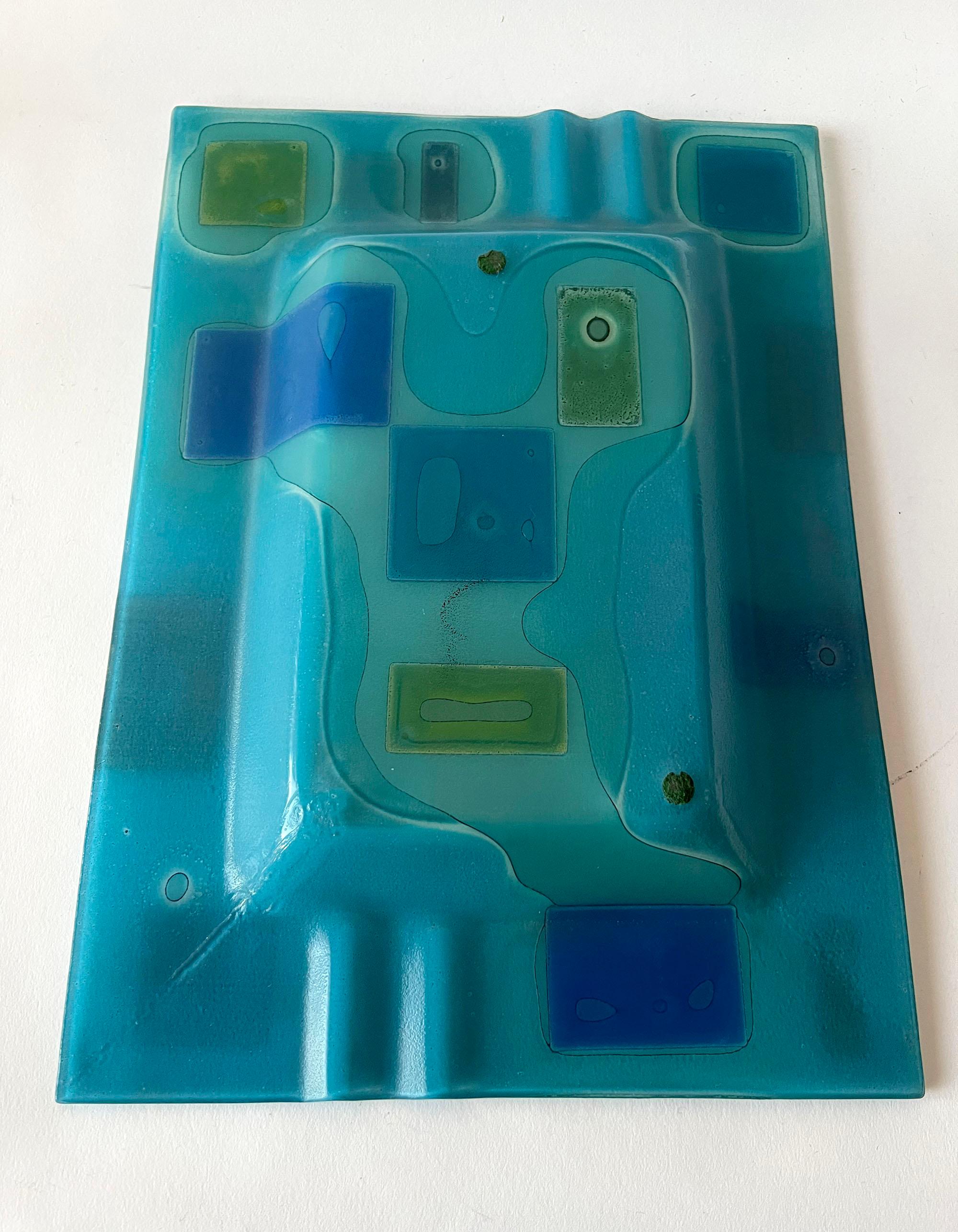 Mid-Century Modern Rare Frances and Michael Higgins American Modernist Layered Glass Tray For Sale
