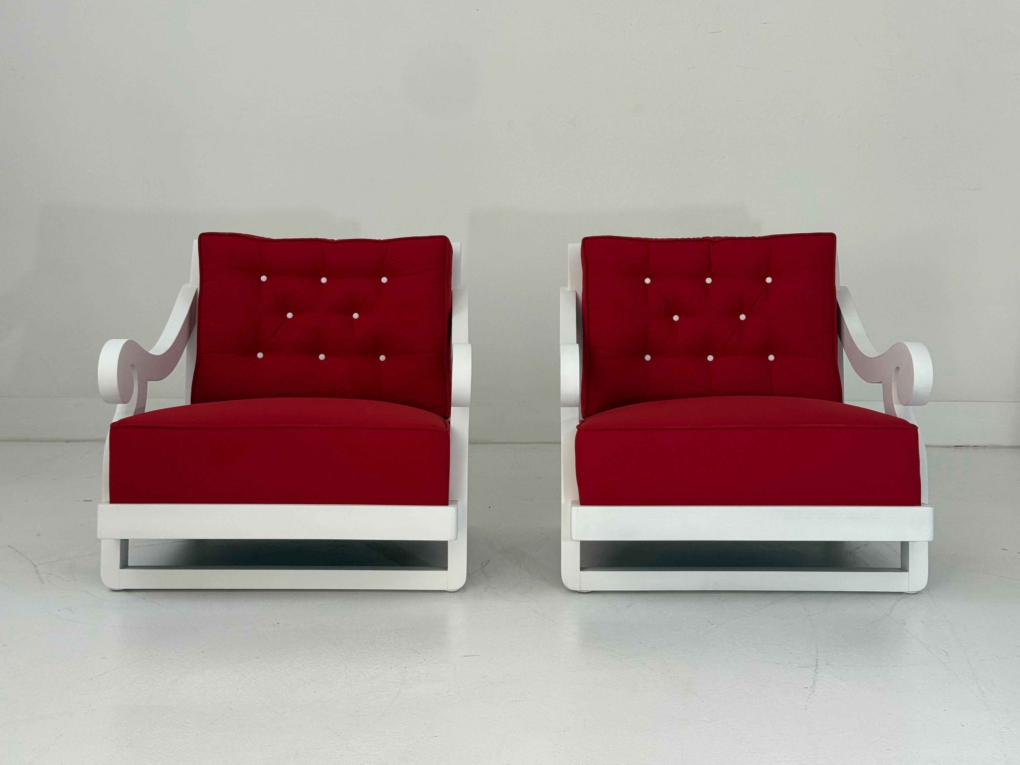 Hollywood Regency Rare Frances Elkins Lounge Chairs, Coleman Estate, Pebble Beach, 1946 For Sale